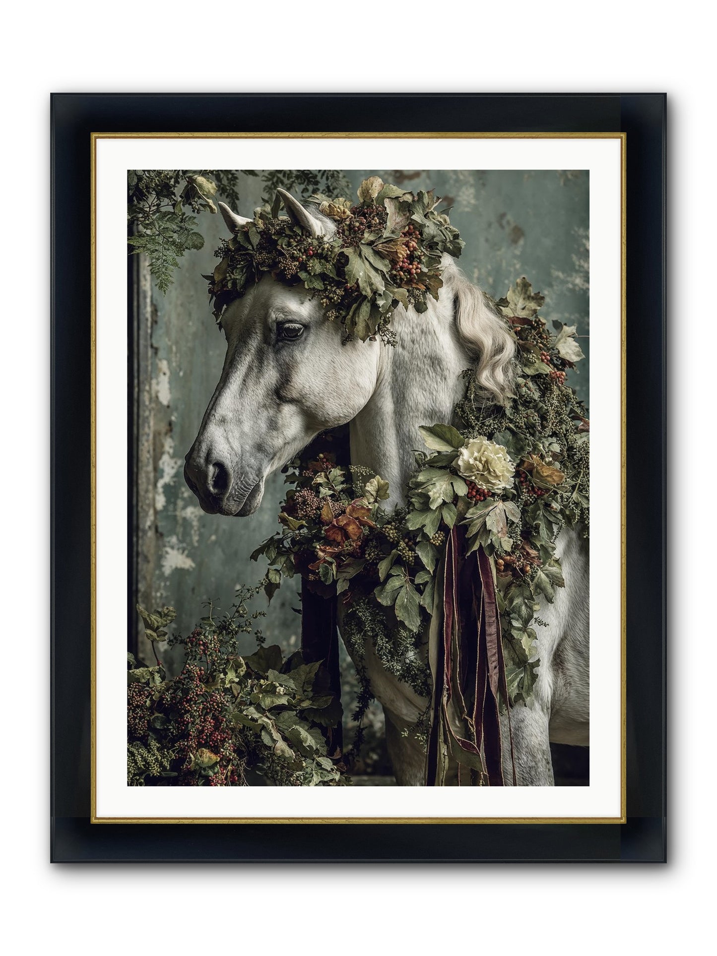 Madrigal Framed Print - Wide Black w/Gold 30x40