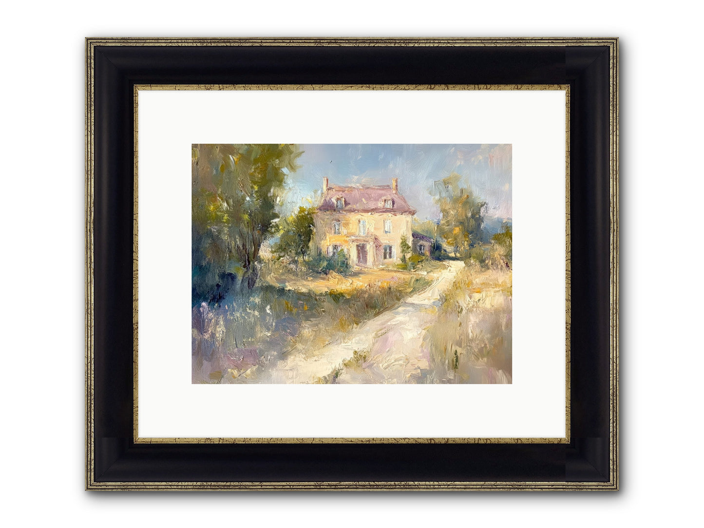 Manor In Médoc Framed Print - Black & Gold 12x9