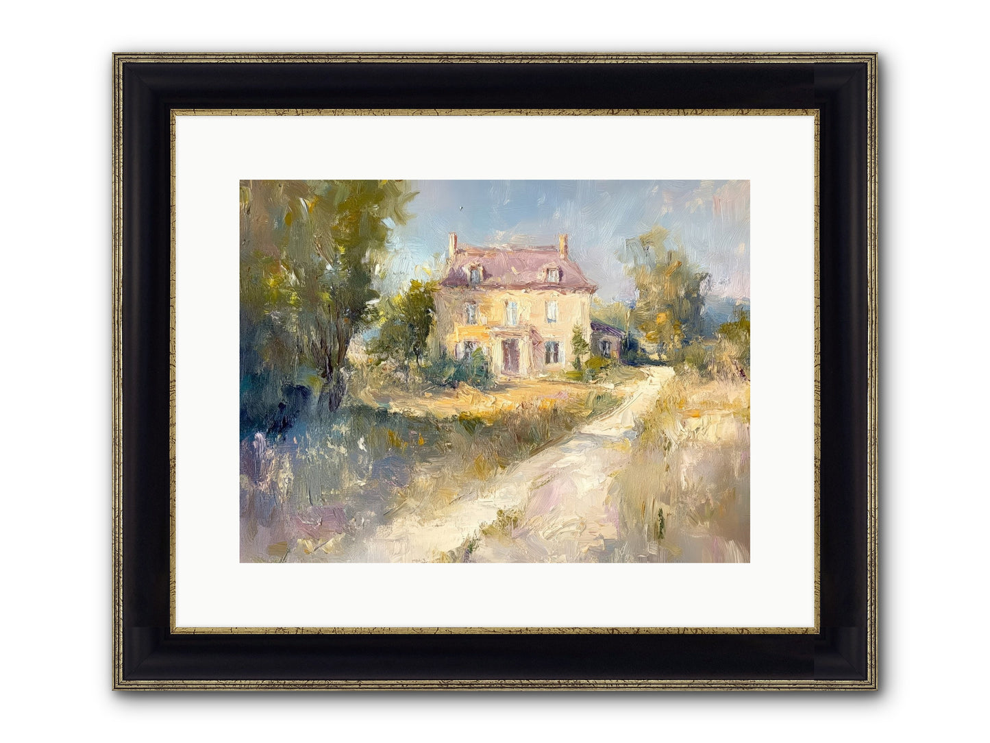 Manor In Médoc Framed Print - Black & Gold 16x12