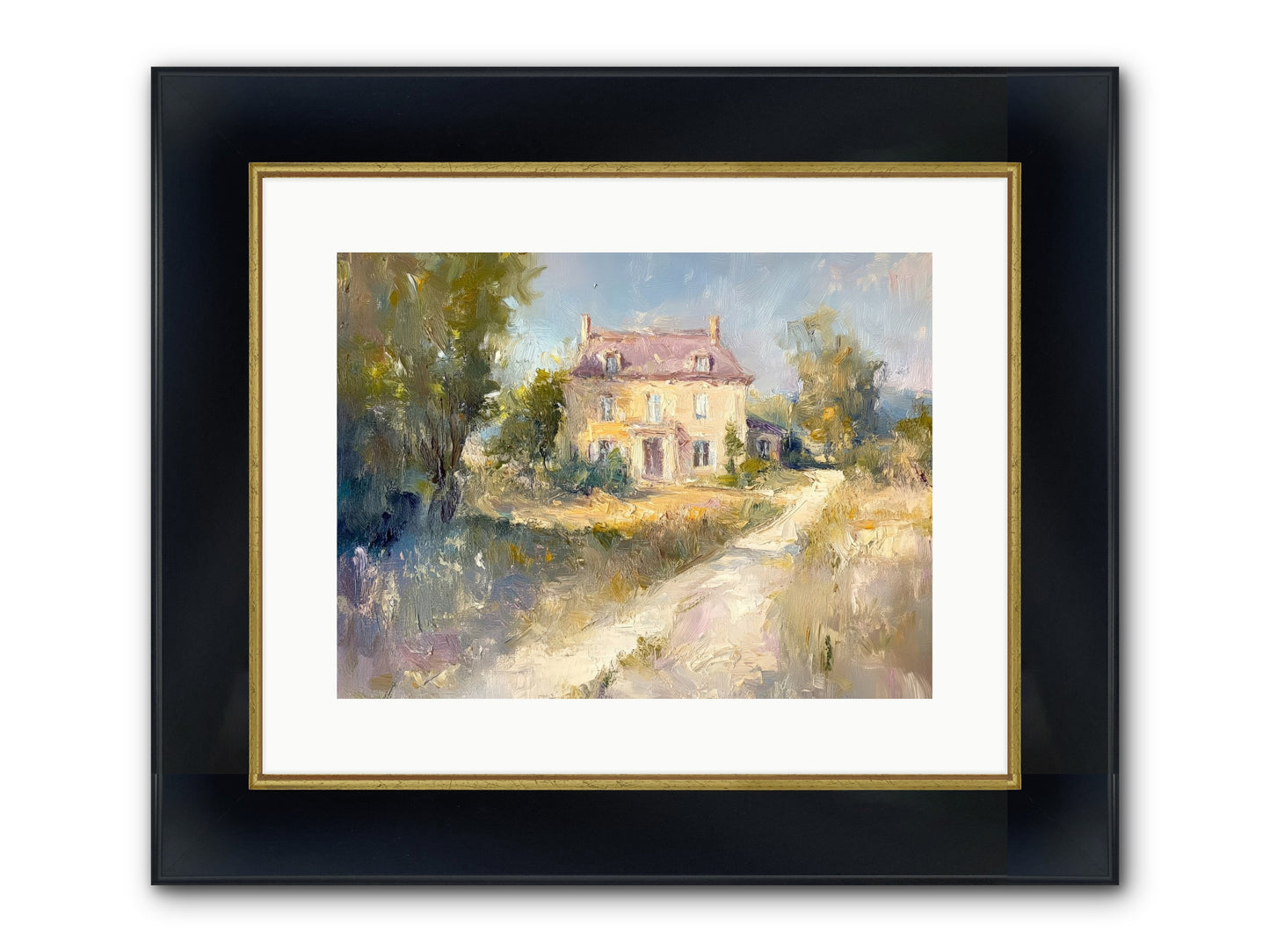 Manor In Médoc Framed Print - Wide Black w/Gold 16x12
