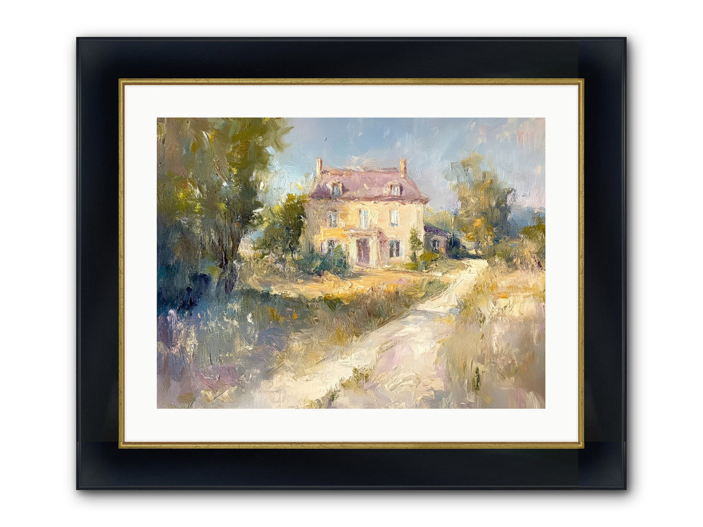 Manor In Médoc Framed Print - Wide Black w/Gold 24x18