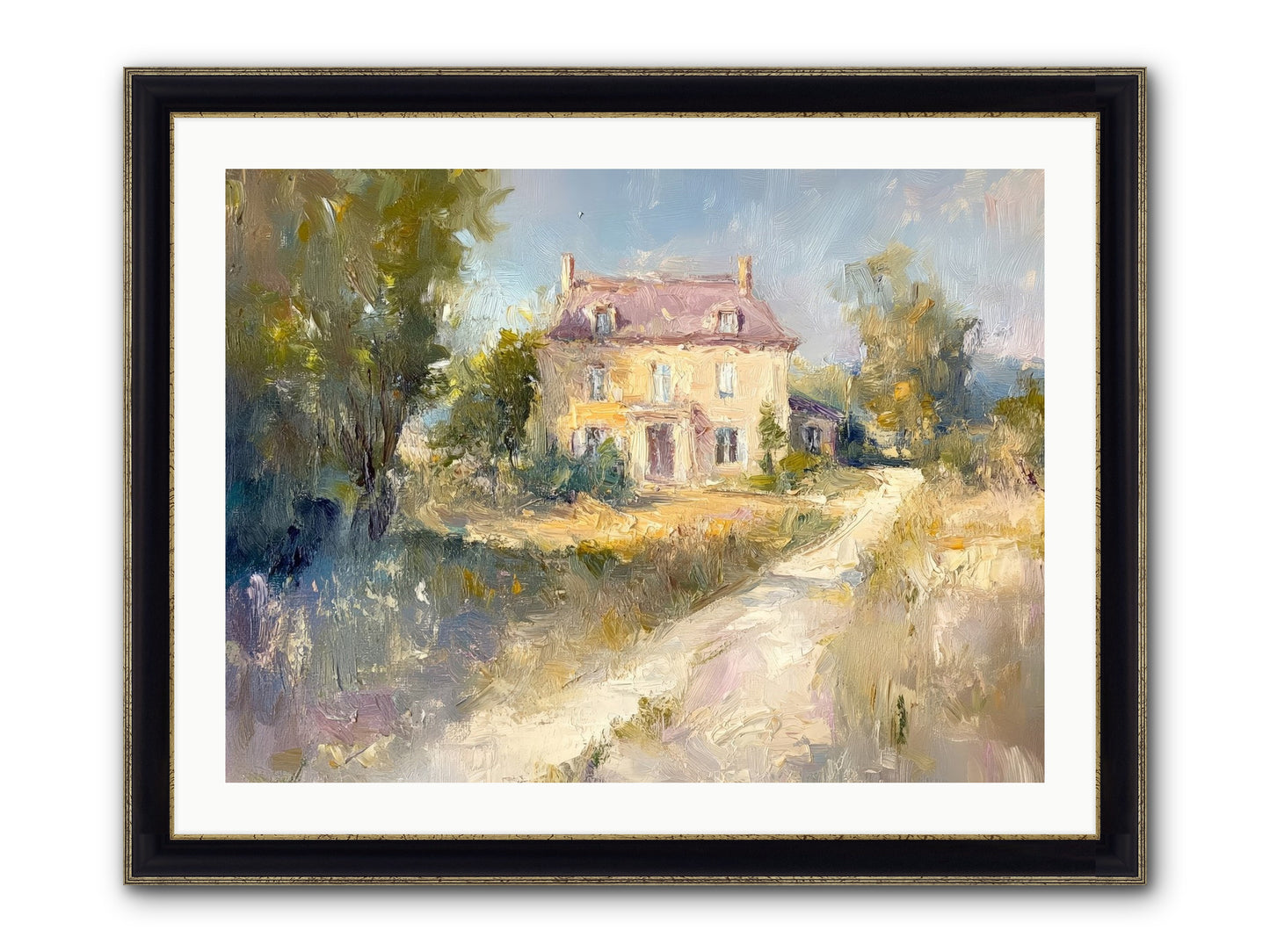 Manor In Médoc Framed Print - Black & Gold 32x24