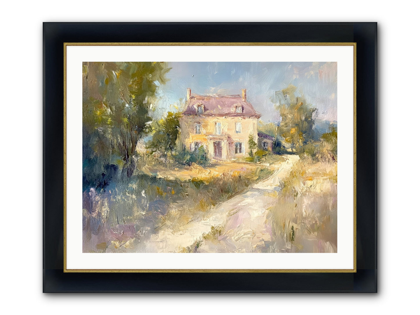 Manor In Médoc Framed Print - Wide Black w/Gold 32x24
