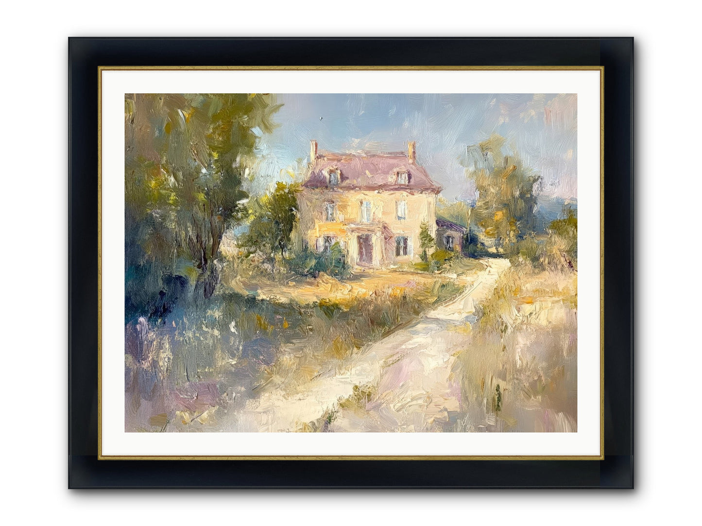 Manor In Médoc Framed Print - Wide Black w/Gold 40x30