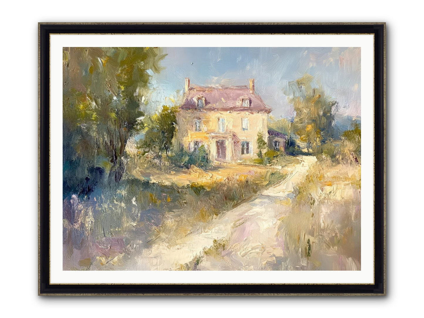 Manor In Médoc Framed Print - Black & Gold 48x36