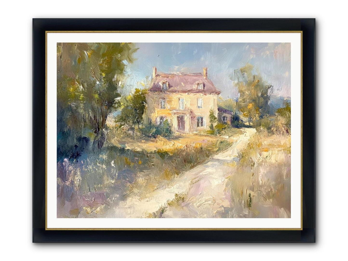 Manor In Médoc Framed Print - Wide Black w/Gold 48x36