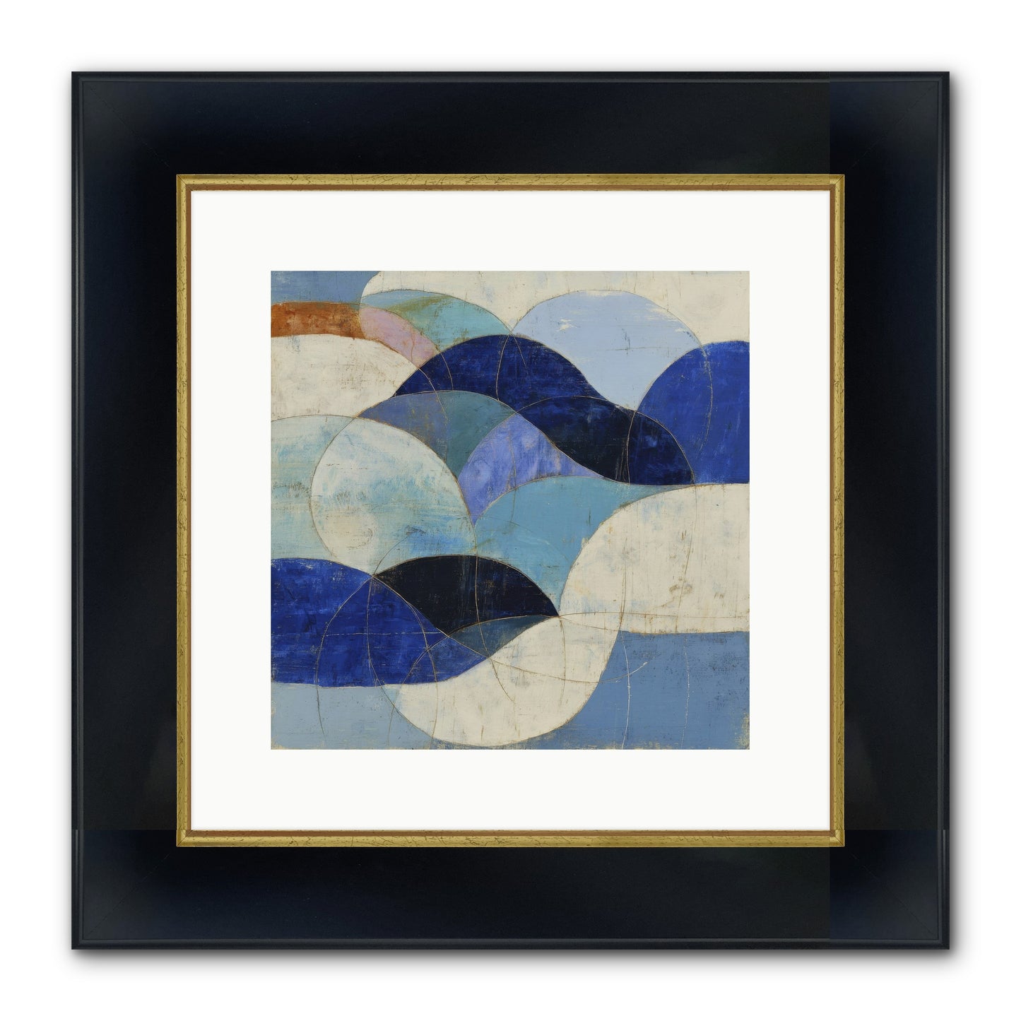 Marble Rift Framed Print - Wide Black w/Gold 12x12