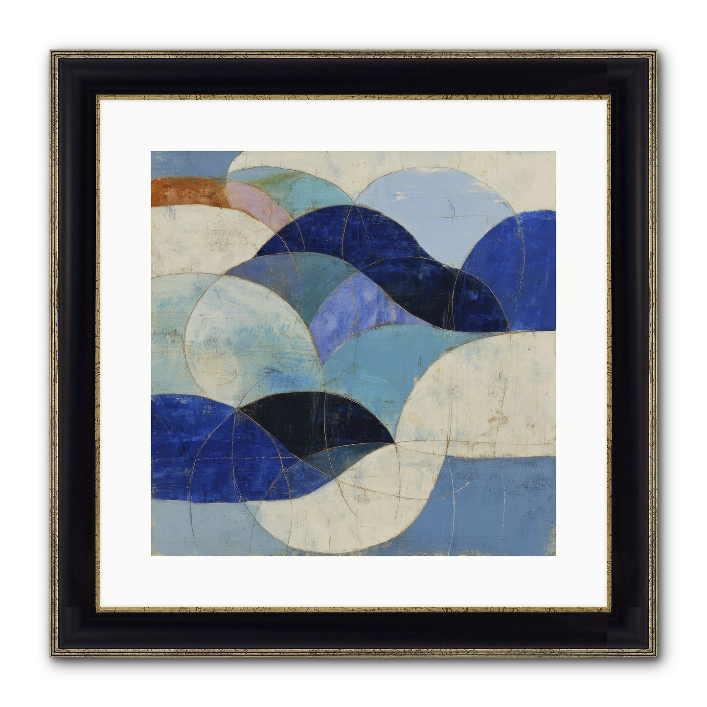 Marble Rift Framed Print - Black & Gold 16x16