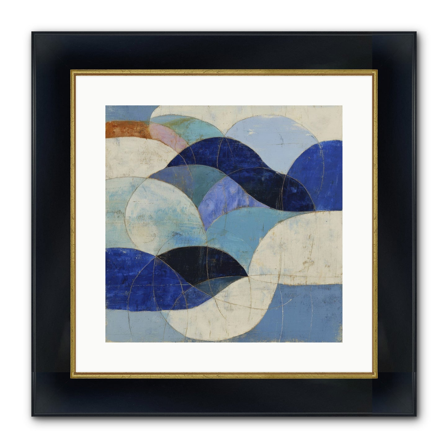 Marble Rift Framed Print - Wide Black w/Gold 16x16