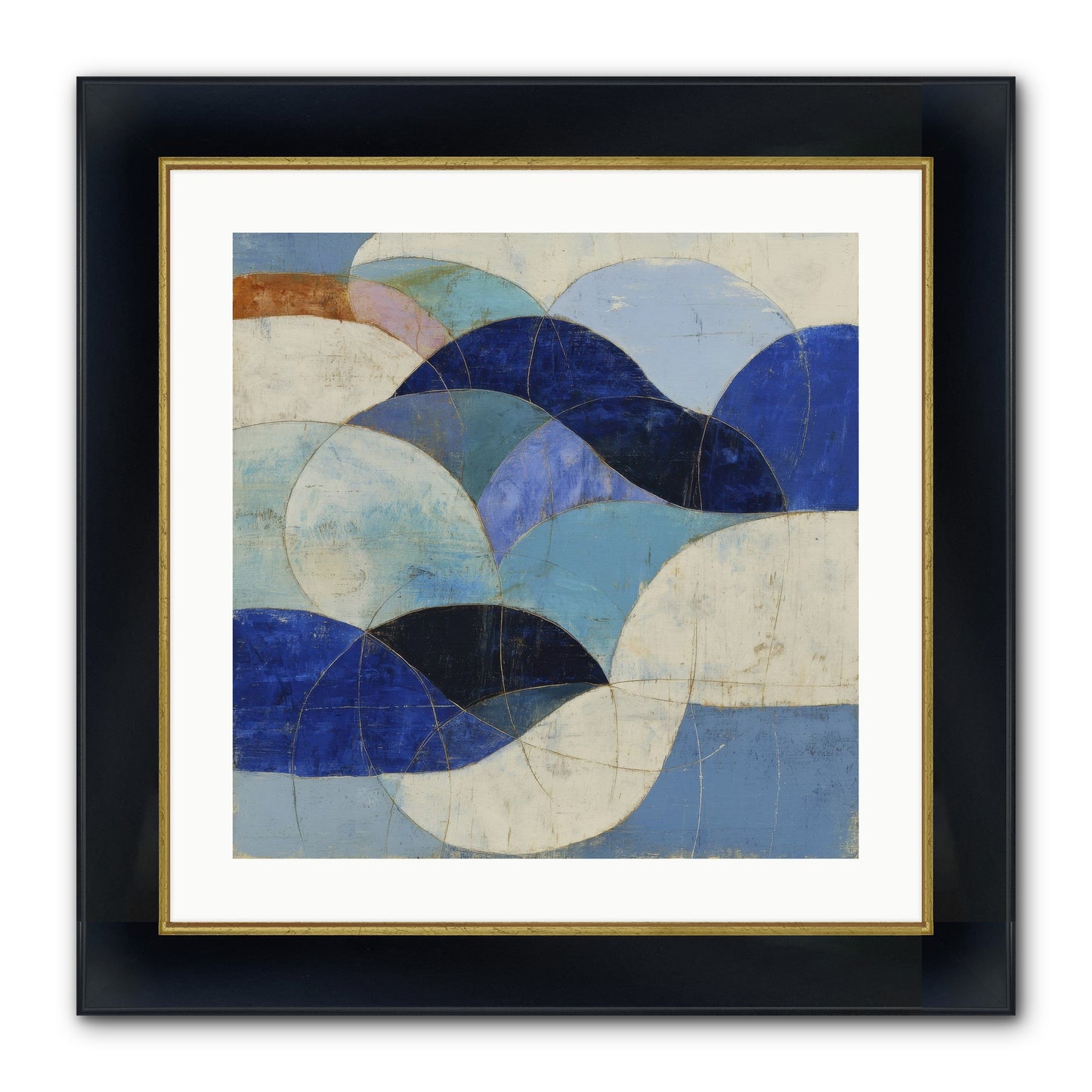 Marble Rift Framed Print - Wide Black w/Gold 20x20