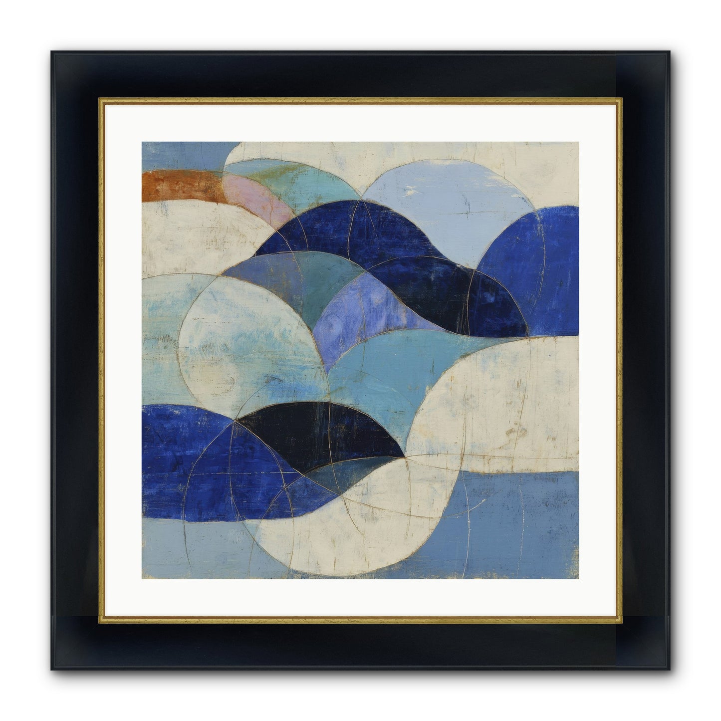 Marble Rift Framed Print - Wide Black w/Gold 24x24