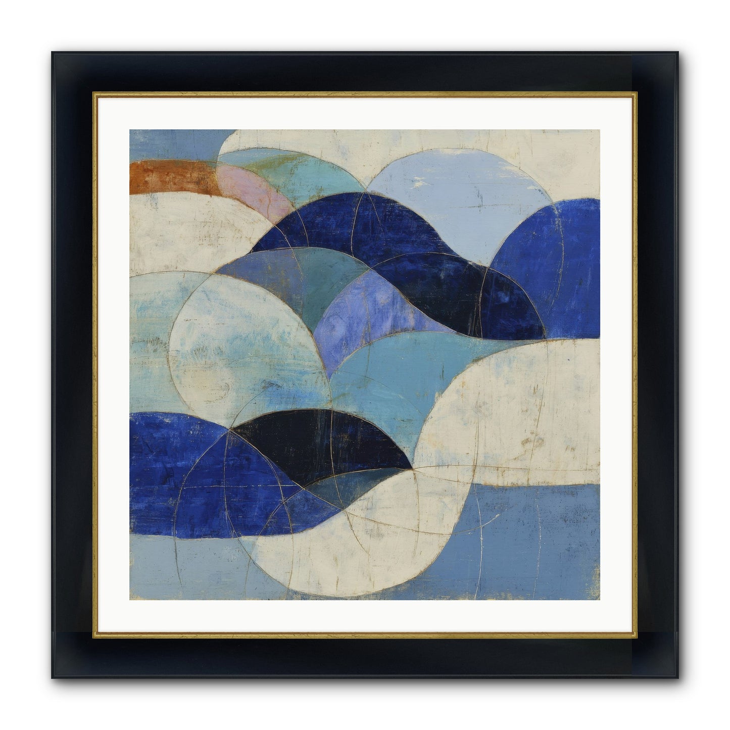 Marble Rift Framed Print - Wide Black w/Gold 30x30