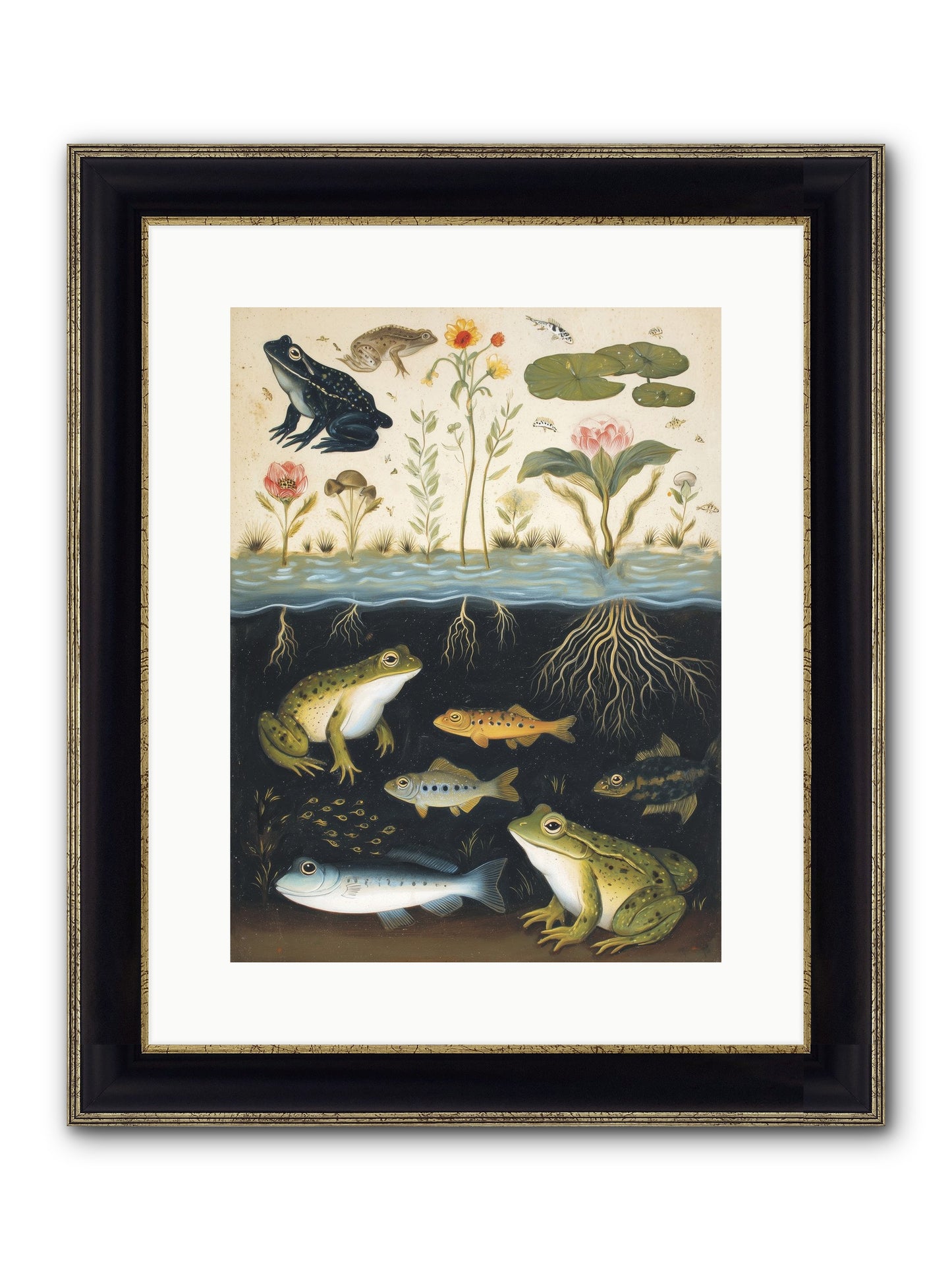 Marine Melodies Framed Print - Black & Gold 12x16