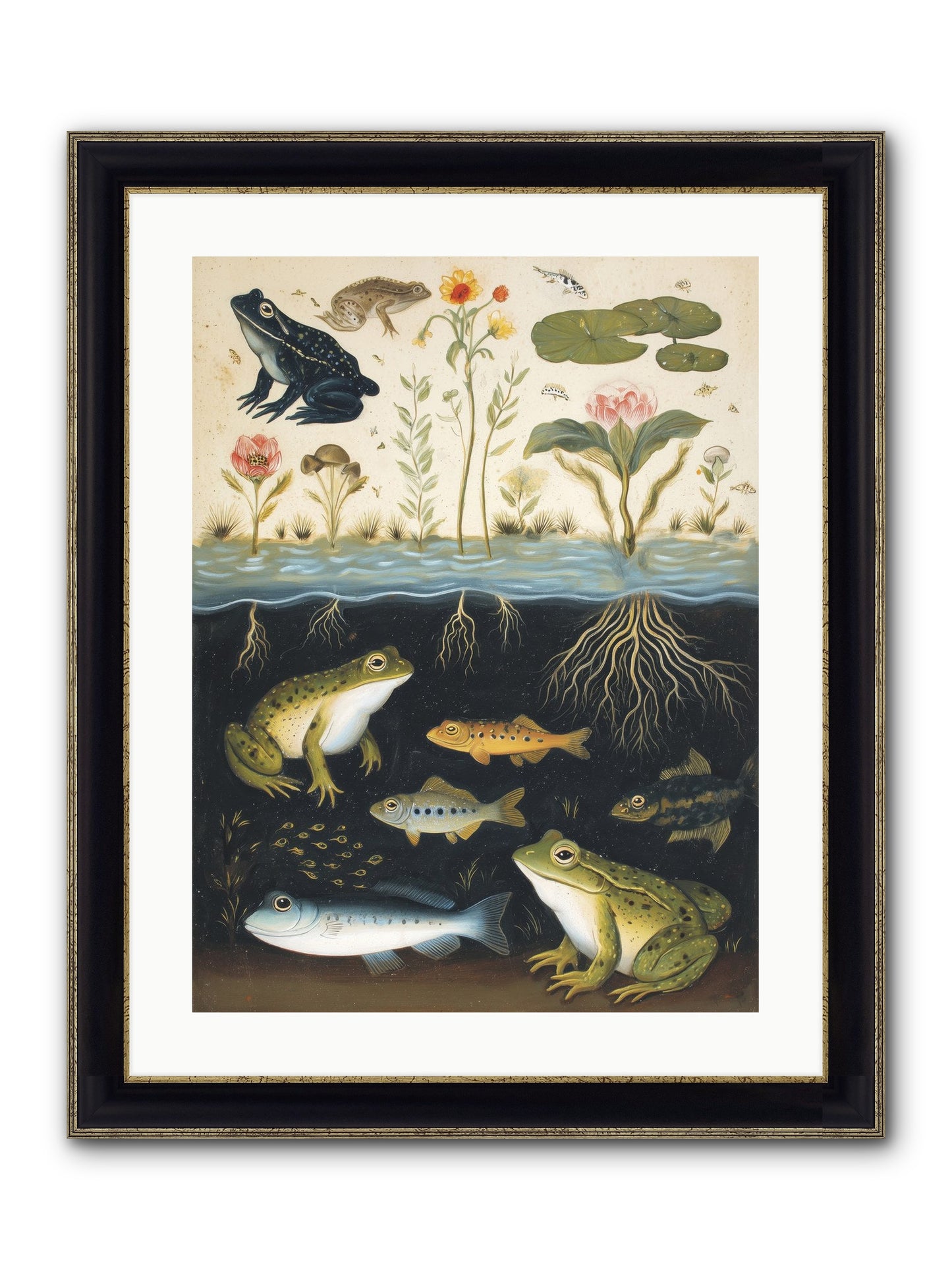Marine Melodies Framed Print - Black & Gold 18x24