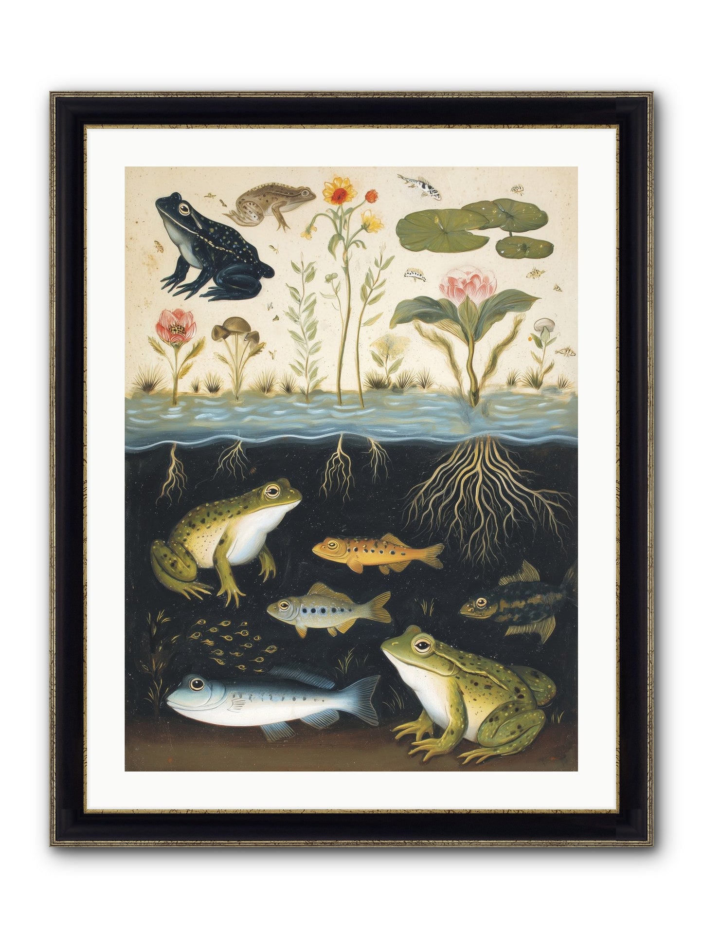 Marine Melodies Framed Print - Black & Gold 24x32