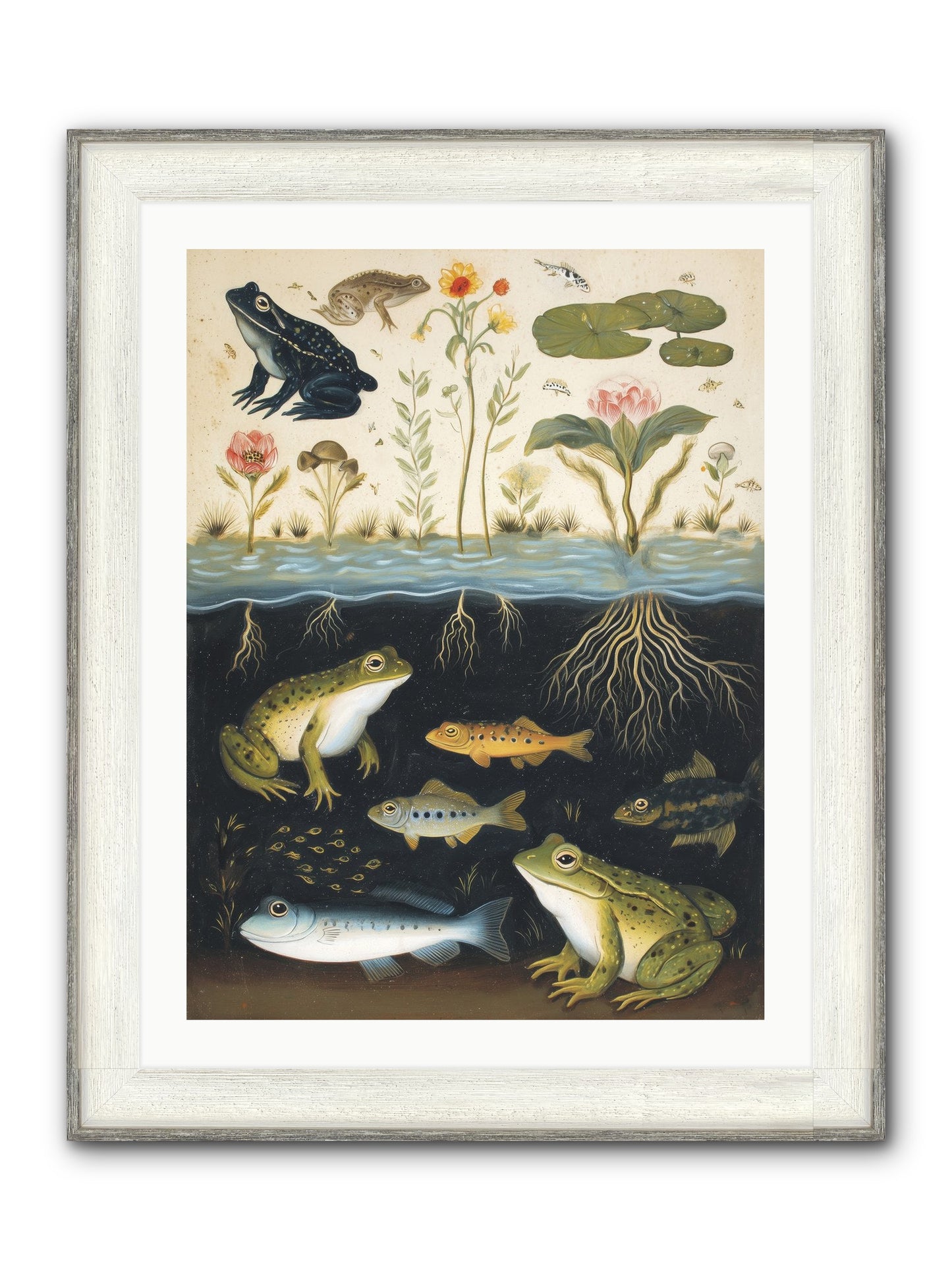Marine Melodies Framed Print - Driftwood White 24x32