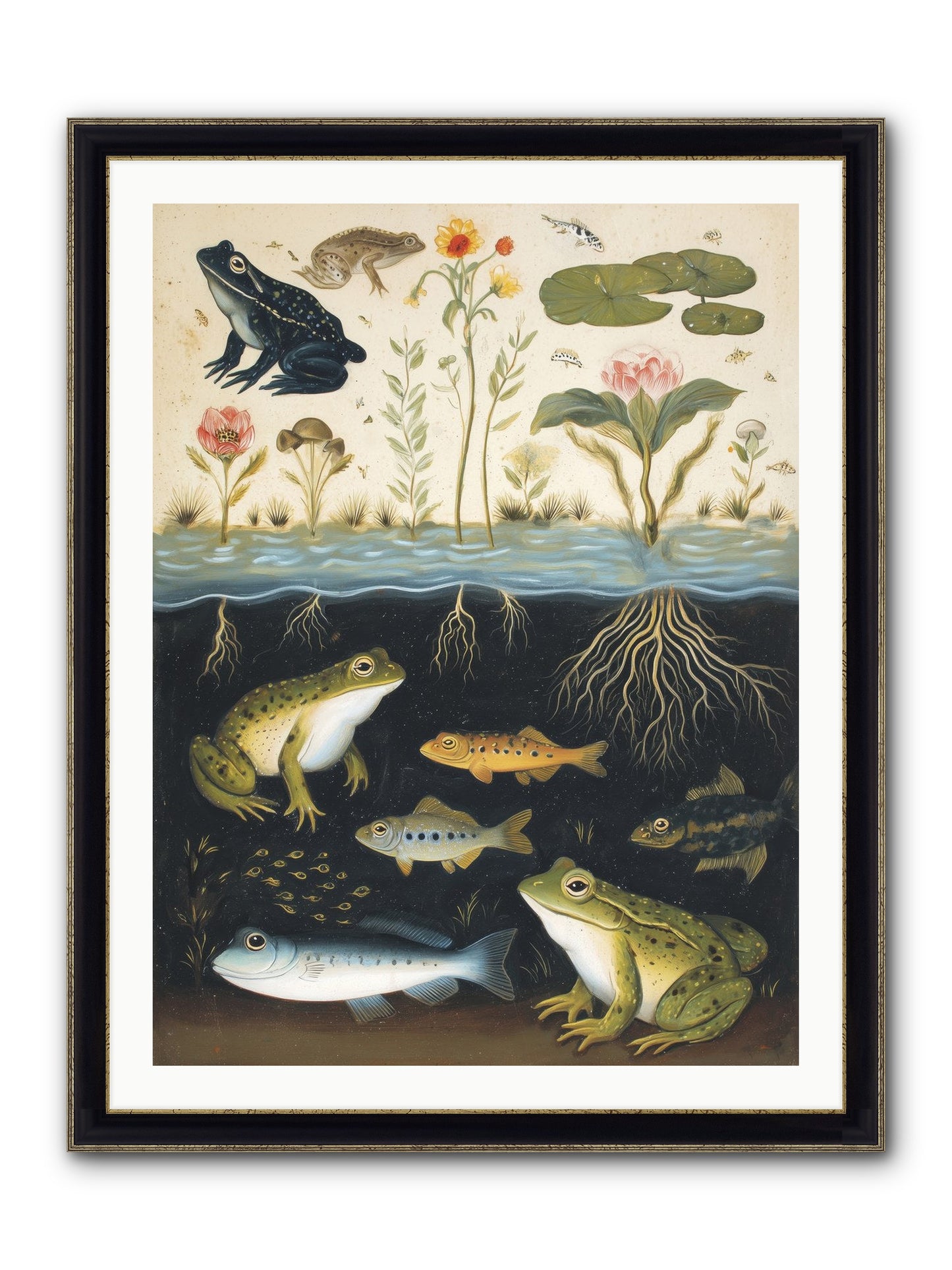 Marine Melodies Framed Print - Black & Gold 30x40