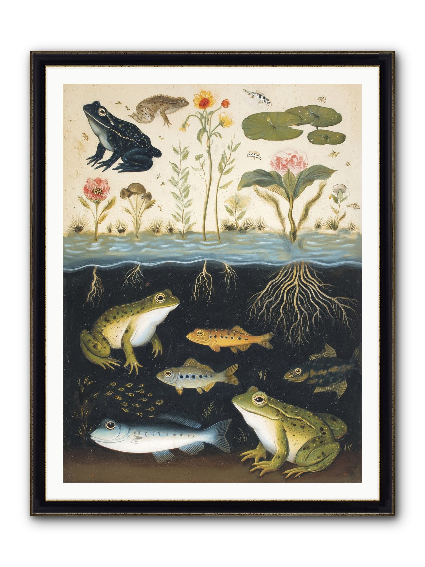 Marine Melodies Framed Print - Black & Gold 36x48