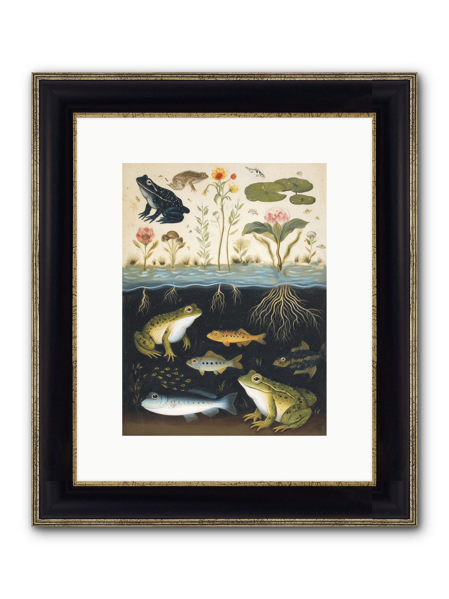 Marine Melodies Framed Print - Black & Gold 9x12