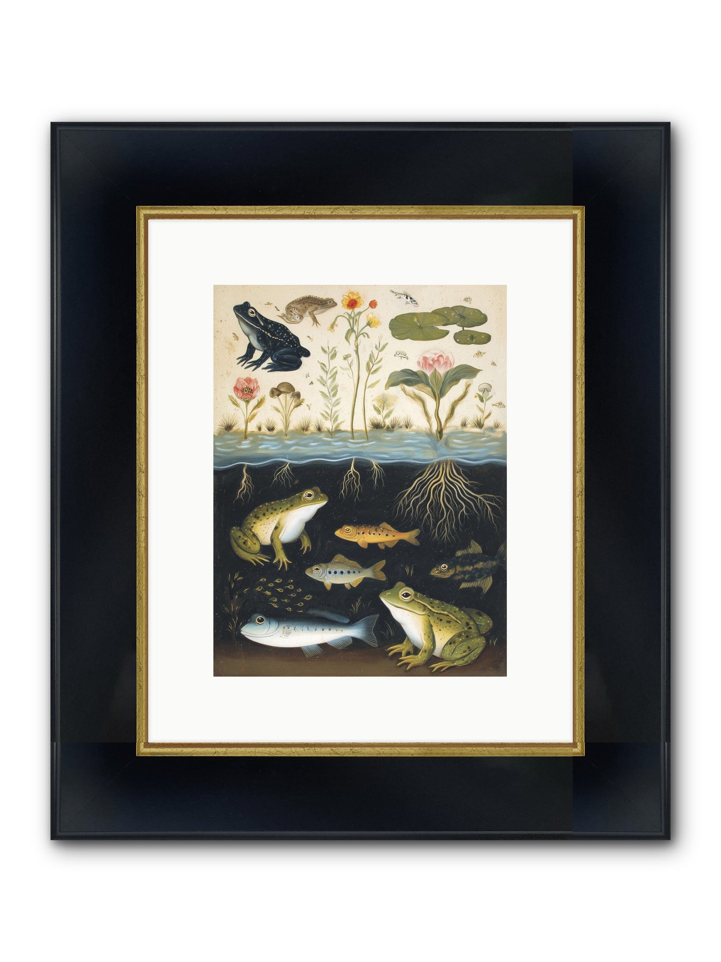 Marine Melodies Framed Print - Wide Black w/Gold 9x12