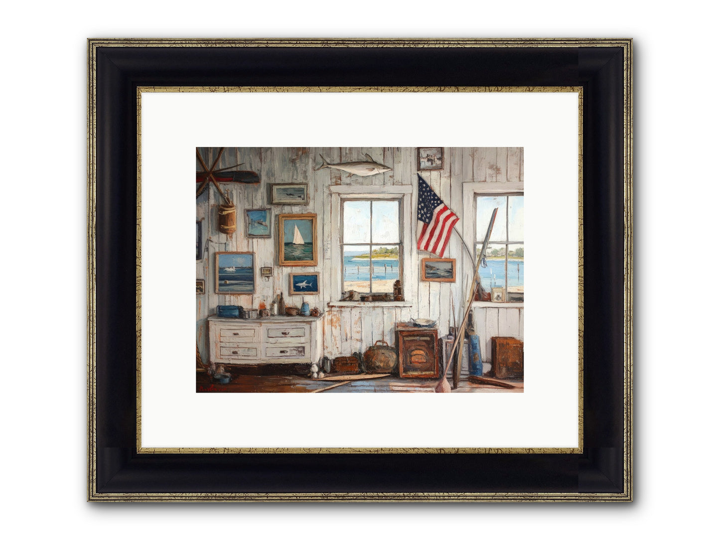 Mariner's Rest Framed Print - Black & Gold 12x9