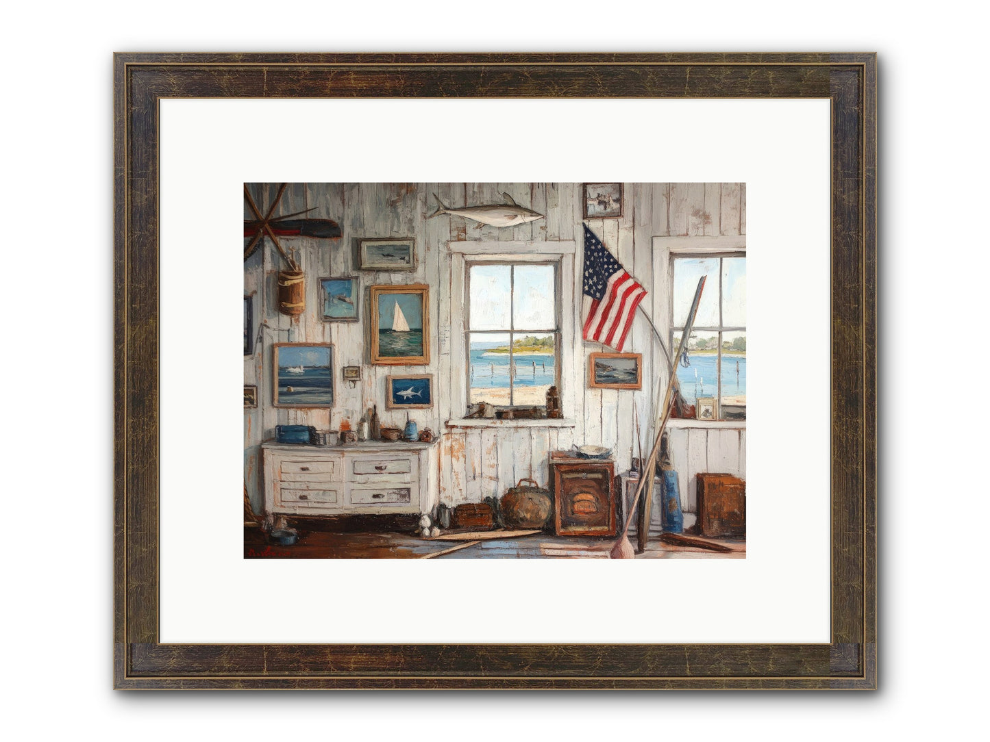 Mariner's Rest Framed Print - Slimwoods Black/Gold 12x9