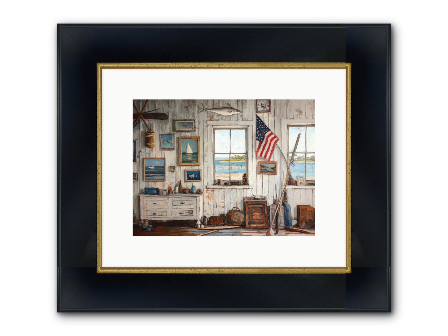 Mariner's Rest Framed Print - Wide Black w/Gold 12x9