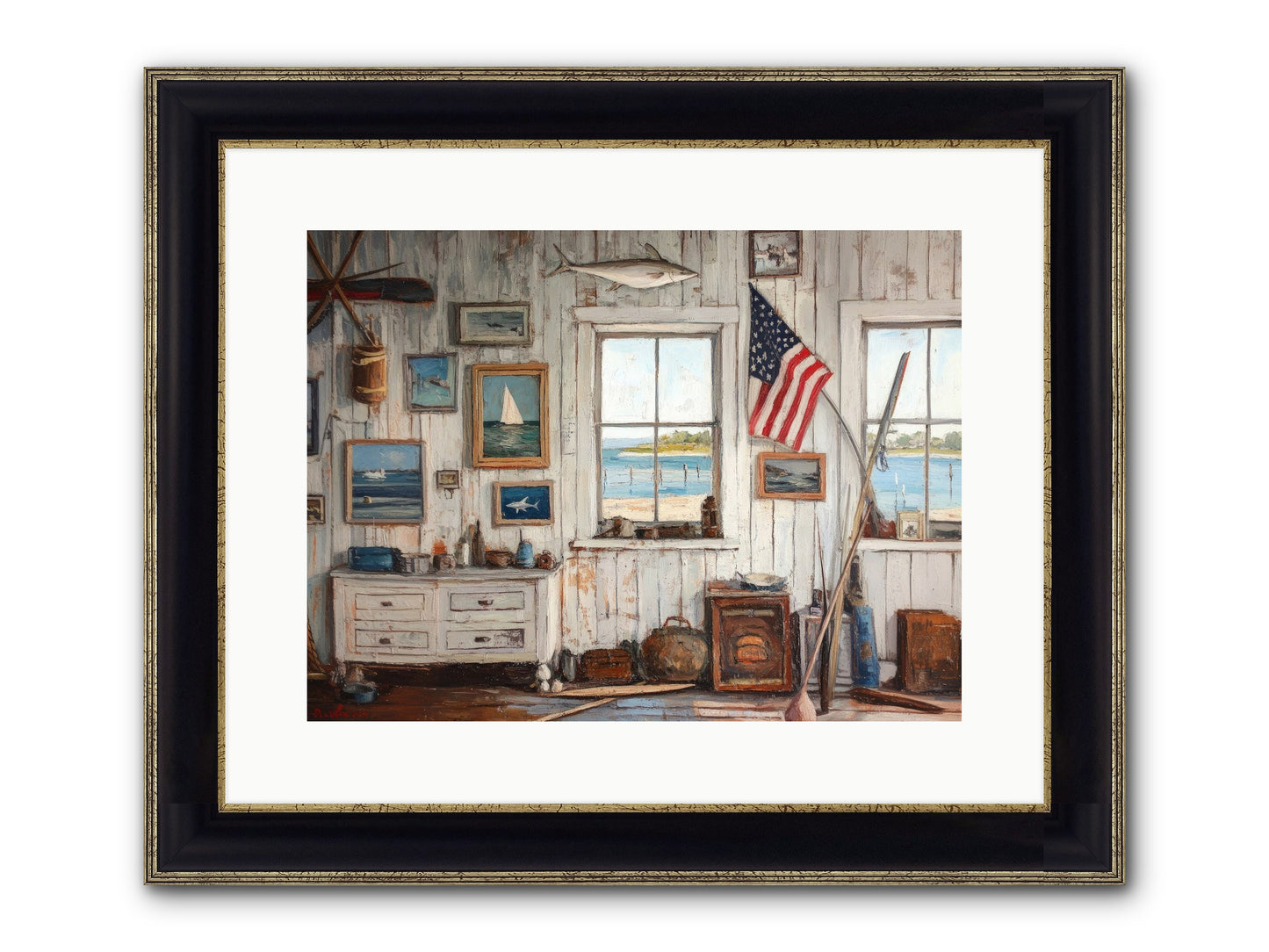 Mariner's Rest Framed Print - Black & Gold 16x12