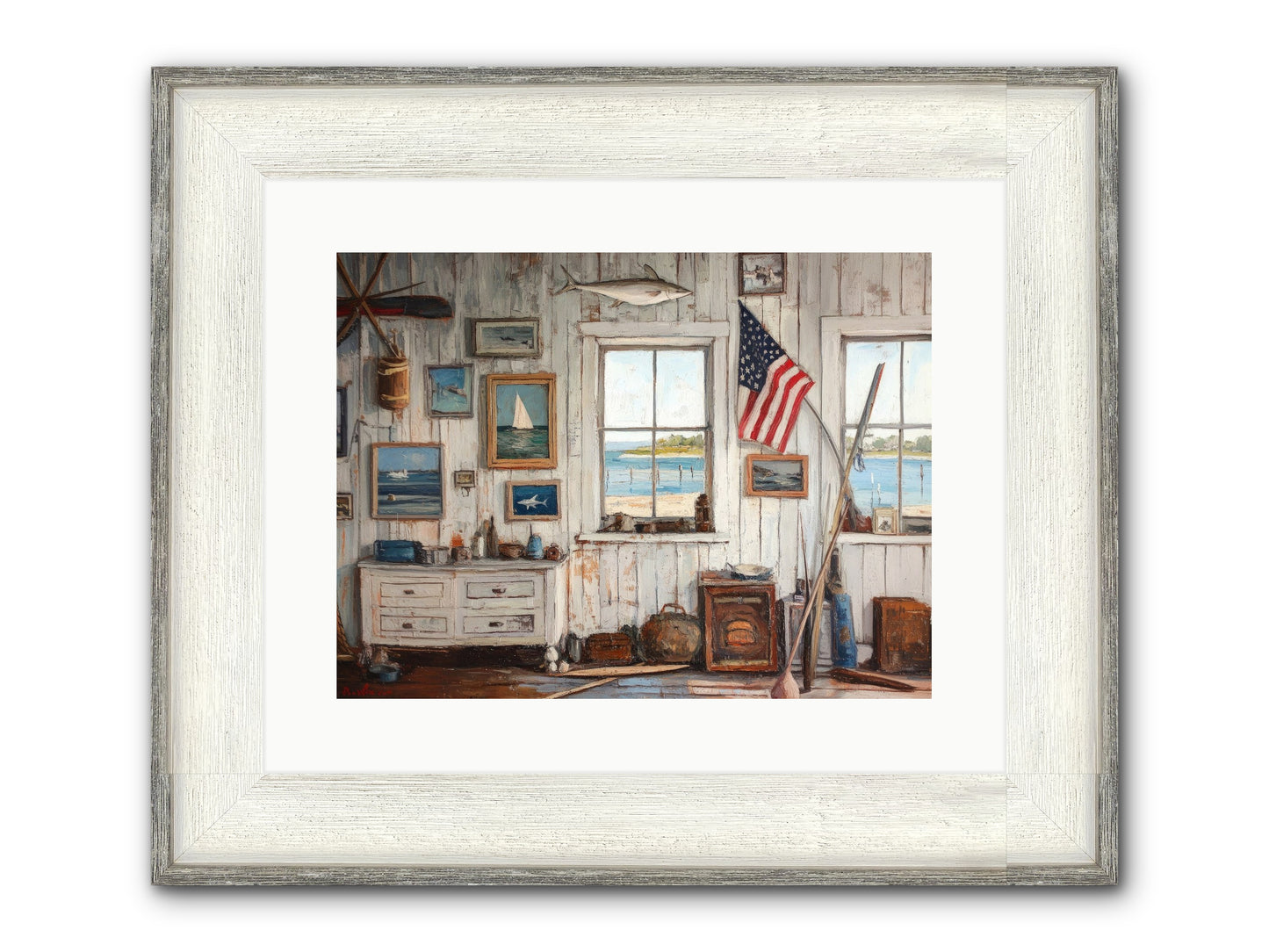 Mariner's Rest Framed Print - Driftwood White 16x12