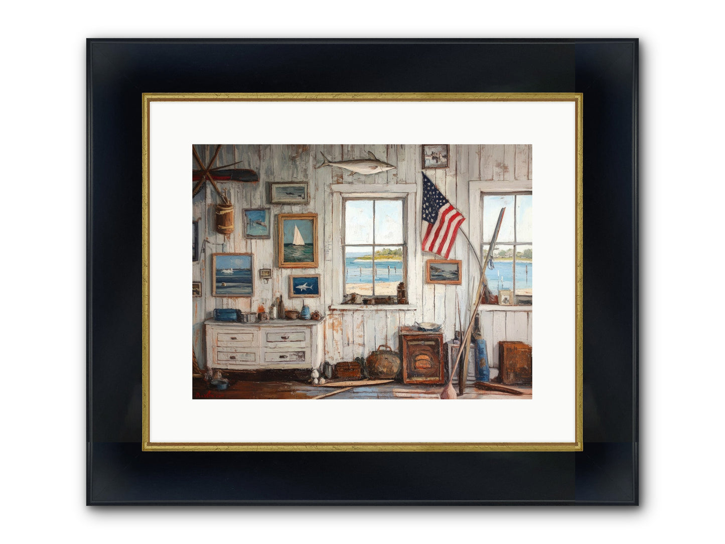 Mariner's Rest Framed Print - Wide Black w/Gold 16x12