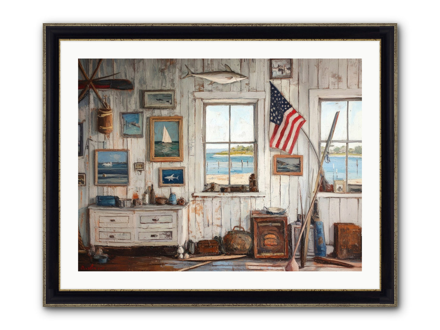 Mariner's Rest Framed Print - Black & Gold 32x24