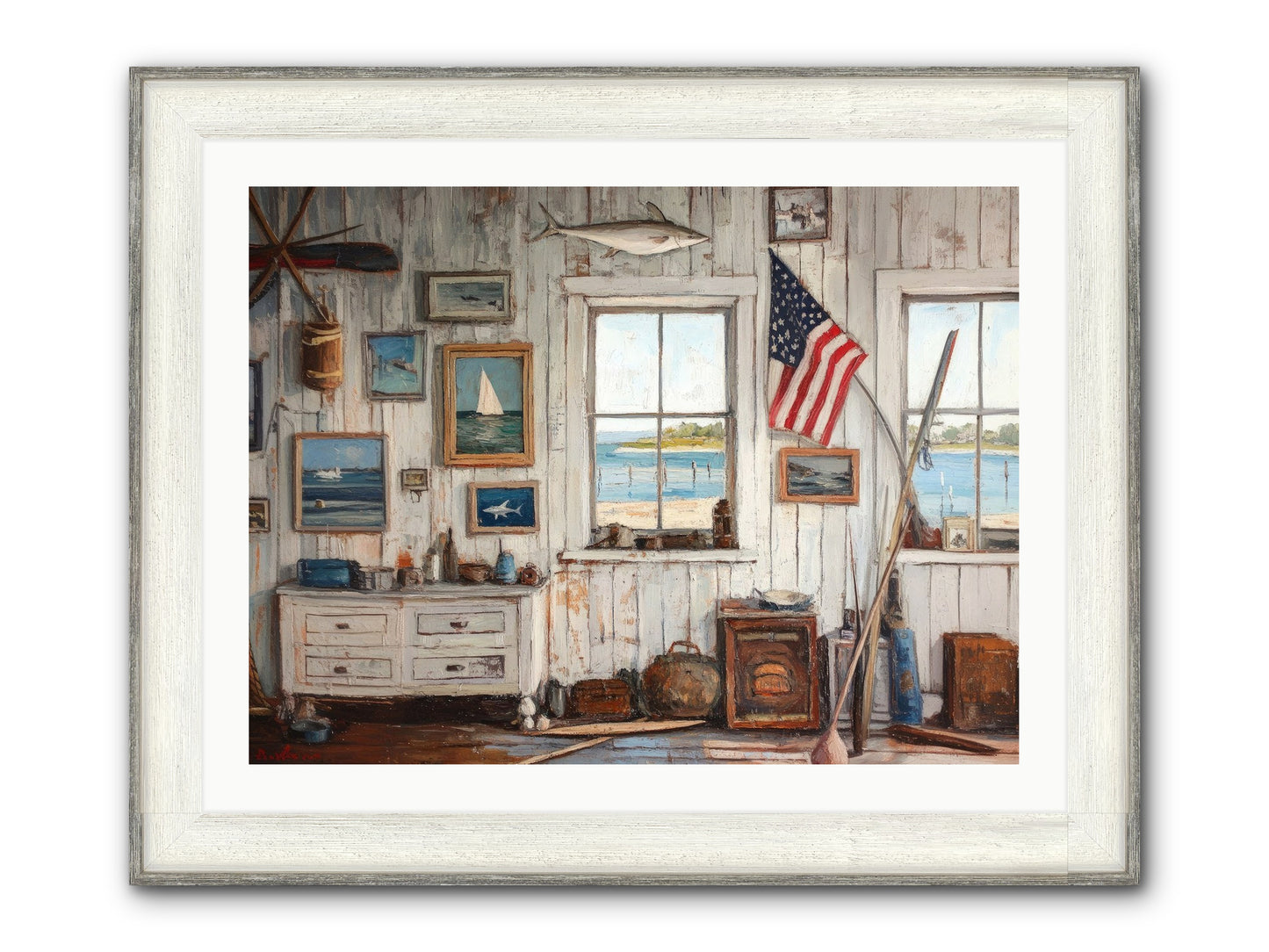 Mariner's Rest Framed Print - Driftwood White 32x24
