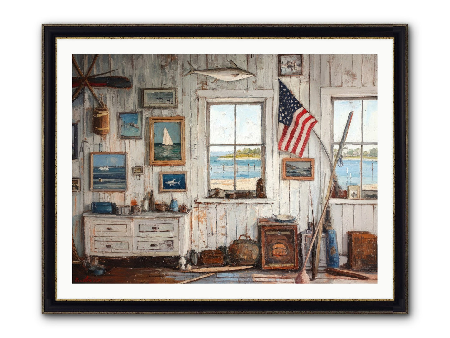 Mariner's Rest Framed Print - Black & Gold 40x30