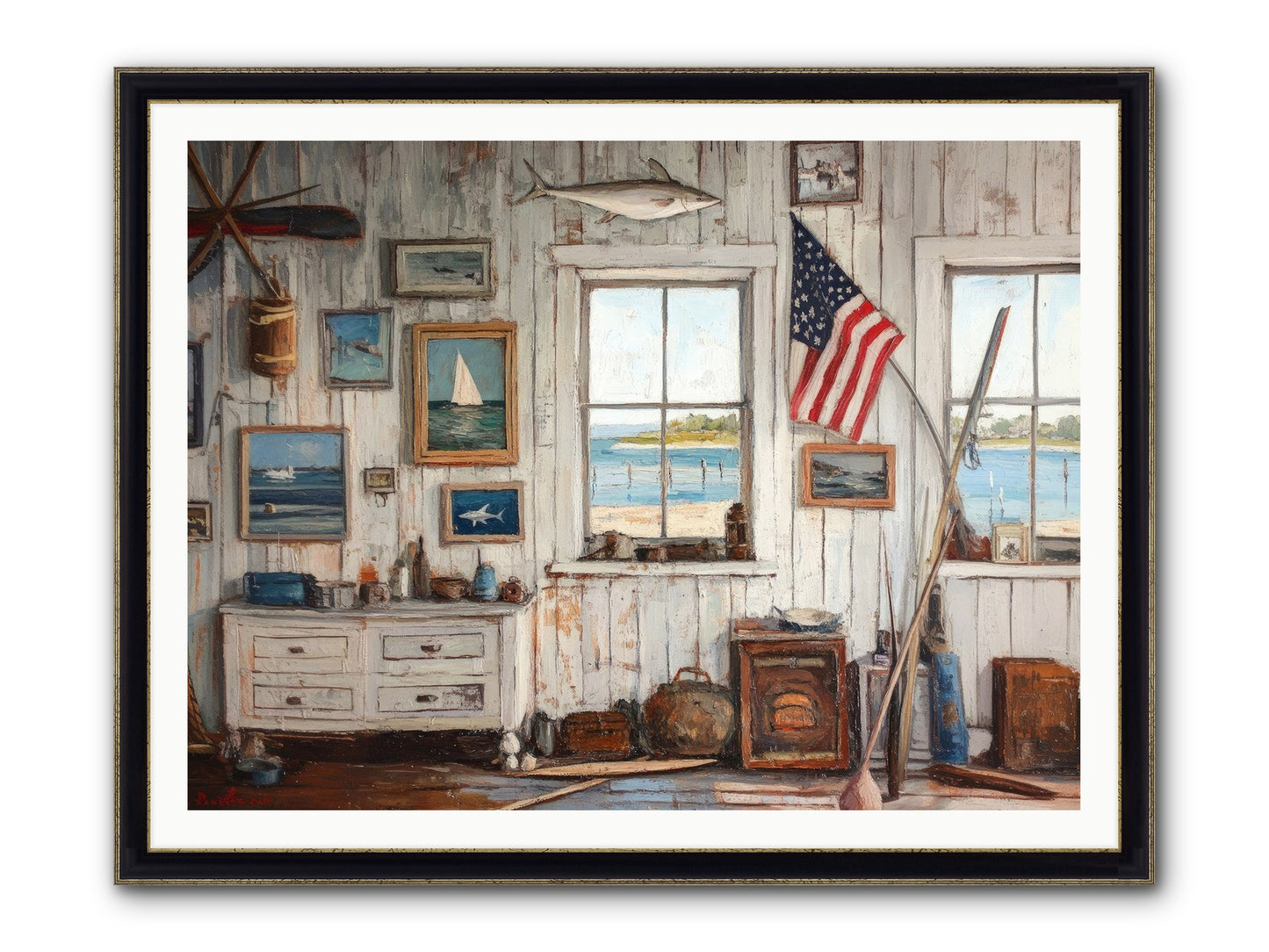 Mariner's Rest Framed Print - Black & Gold 48x36