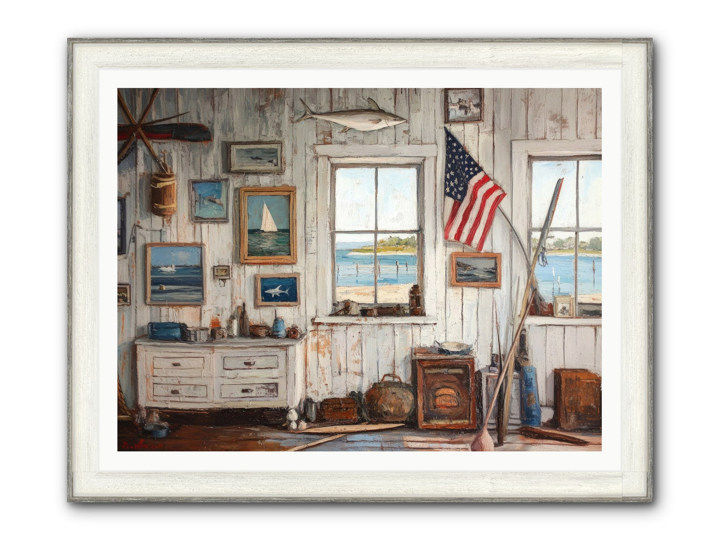 Mariner's Rest Framed Print - Driftwood White 48x36