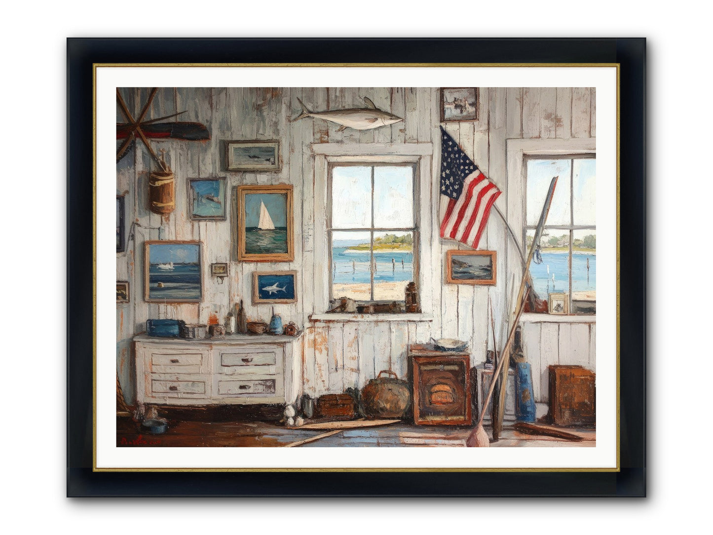 Mariner's Rest Framed Print - Wide Black w/Gold 48x36