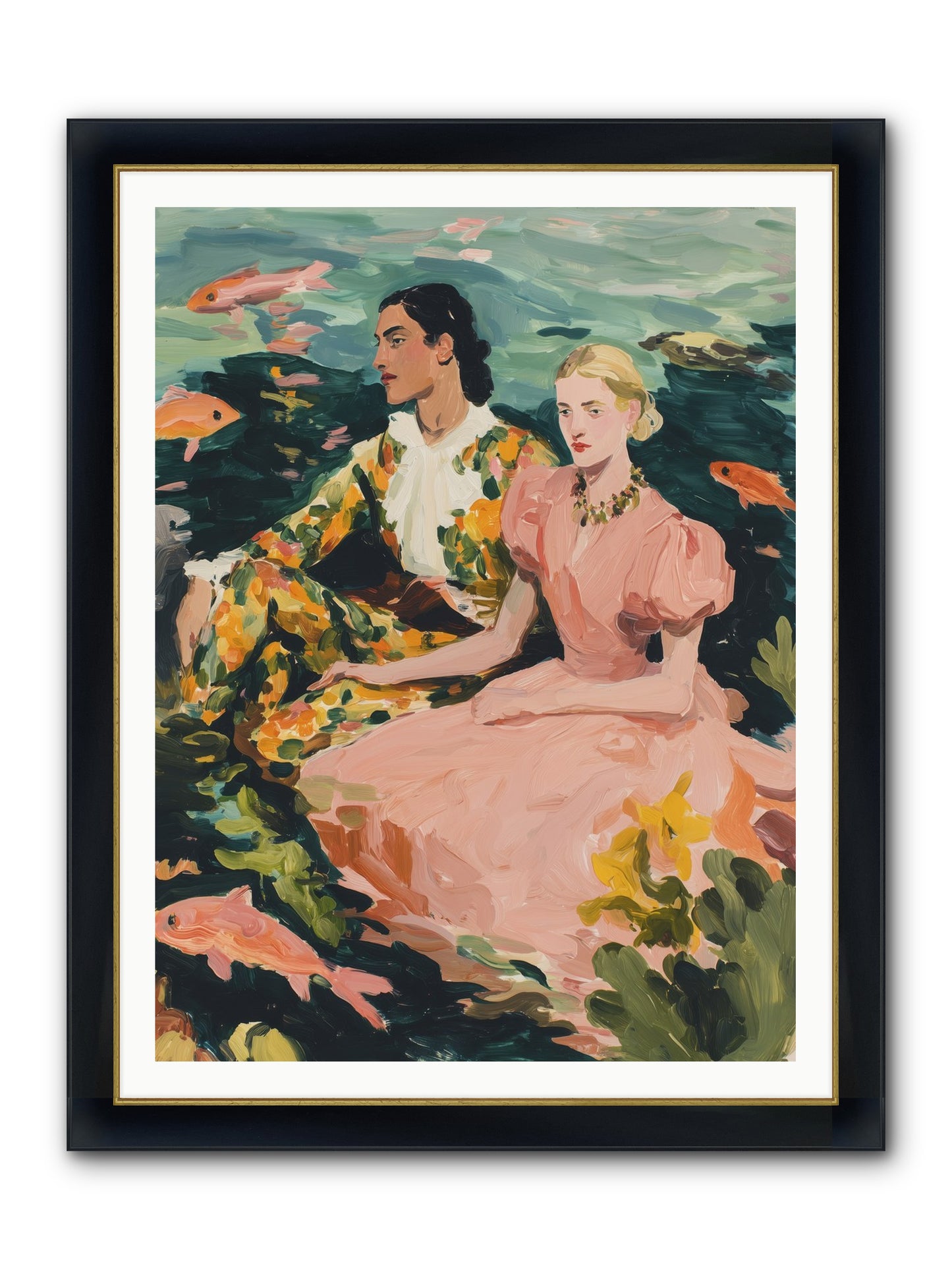Maritime Affinity Framed Print - Wide Black w/Gold 36x48