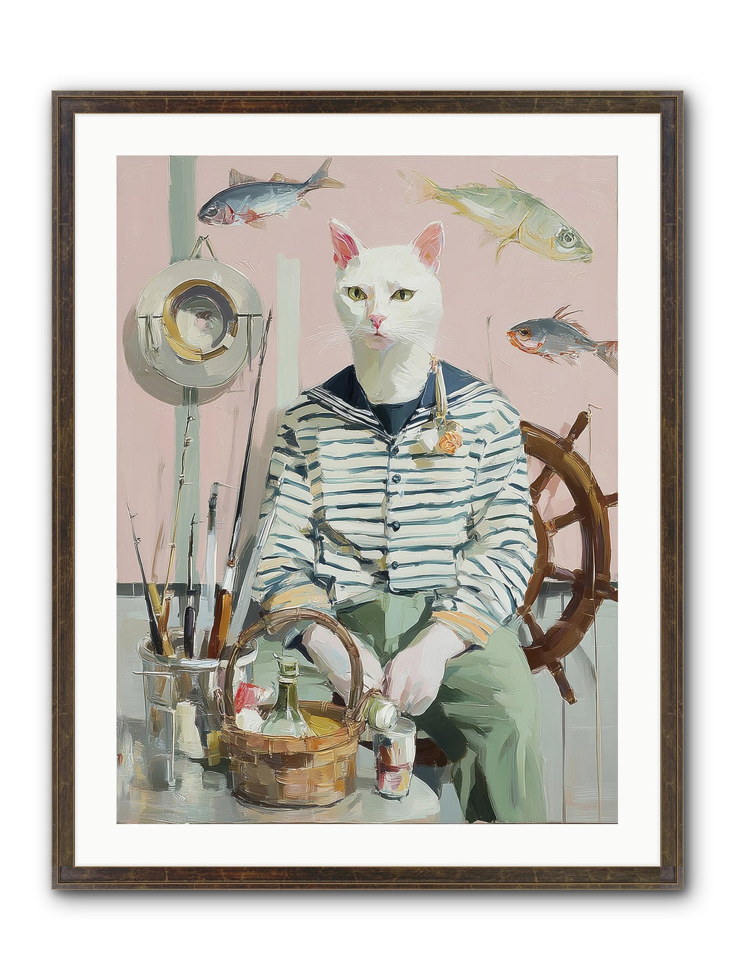 Maritime Meow Framed Print - Slimwoods Black/Gold 24x32