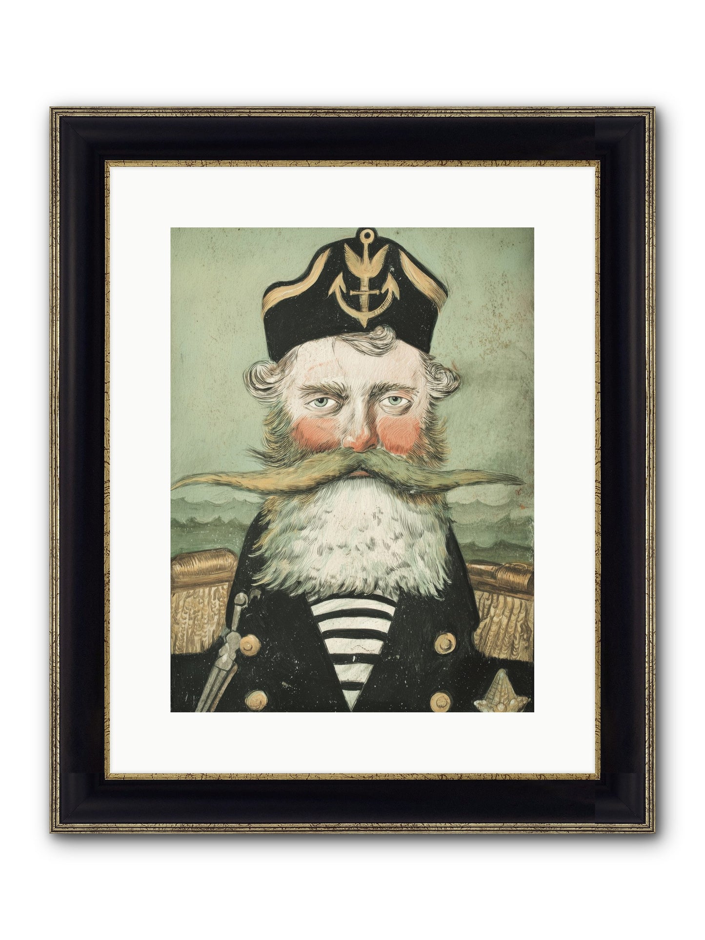 Maritime Soul Framed Print - Black & Gold 12x16