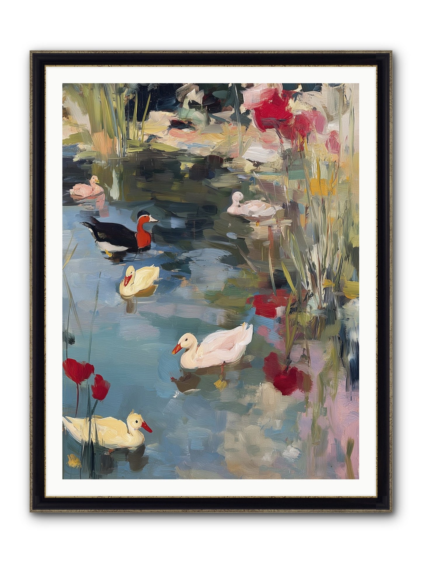 Marsh Dwellers Framed Print - Black & Gold 36x48