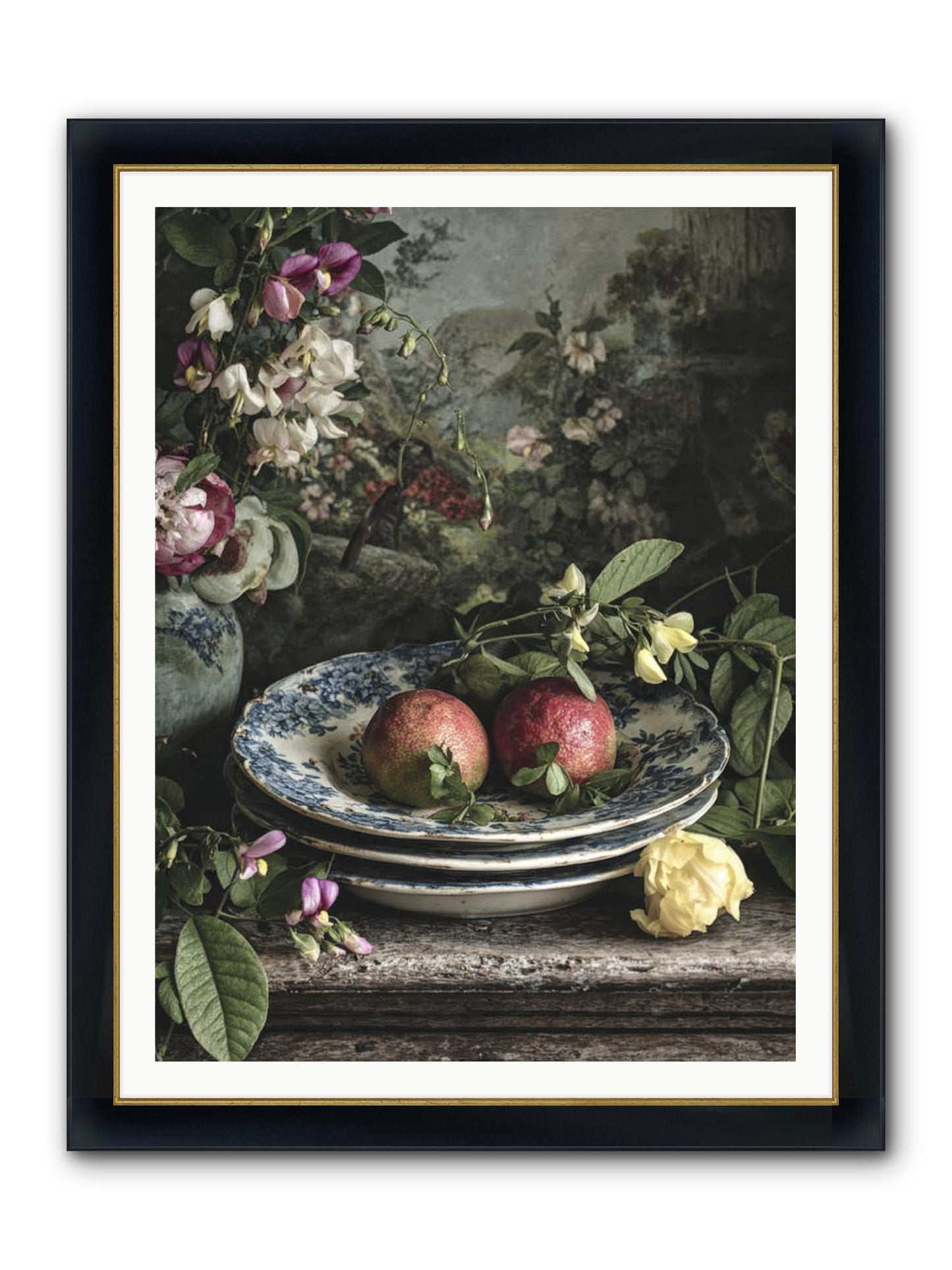 Matinique Framed Print - Wide Black w/Gold 36x48