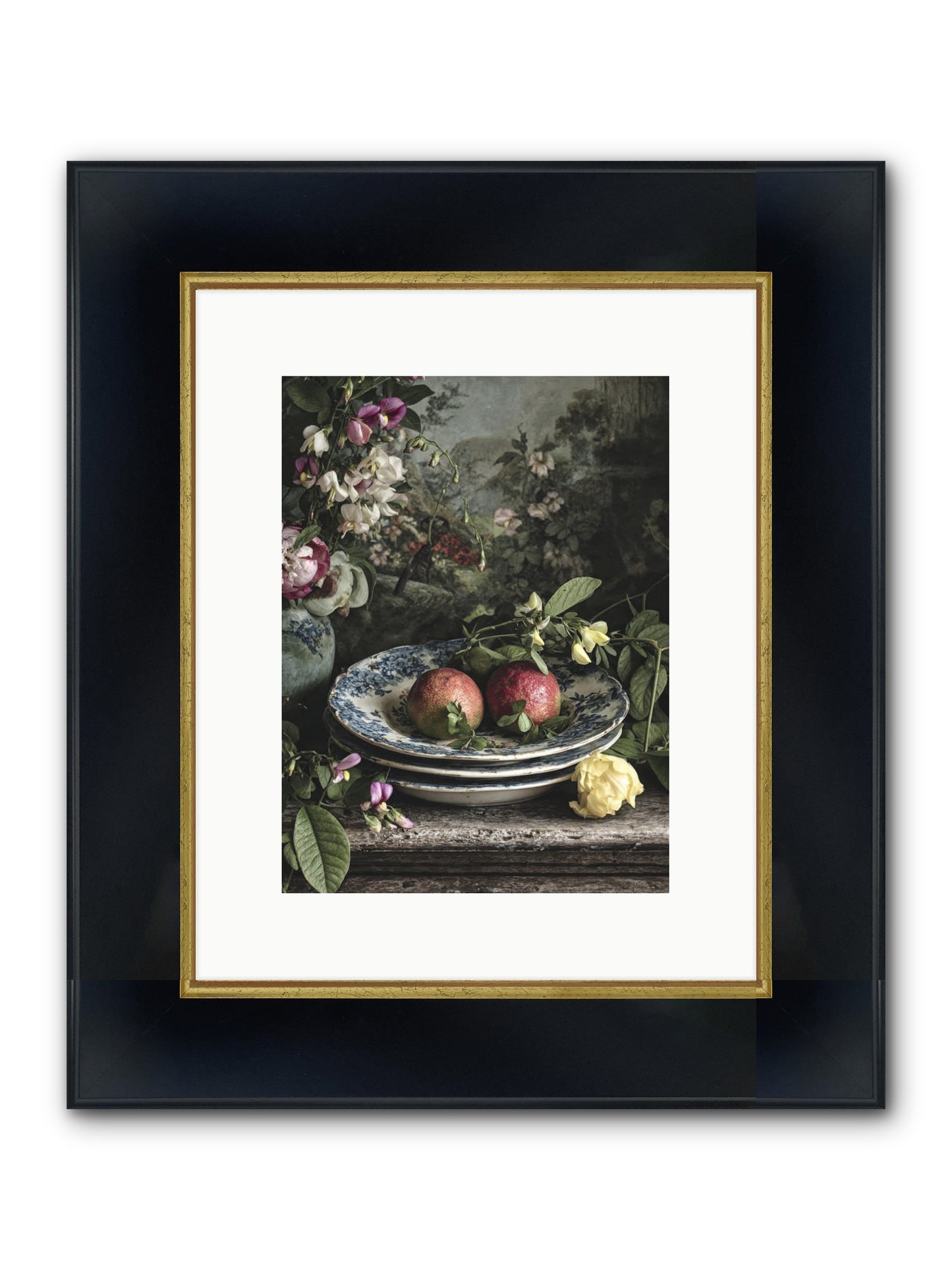 Matinique Framed Print - Wide Black w/Gold 9x12