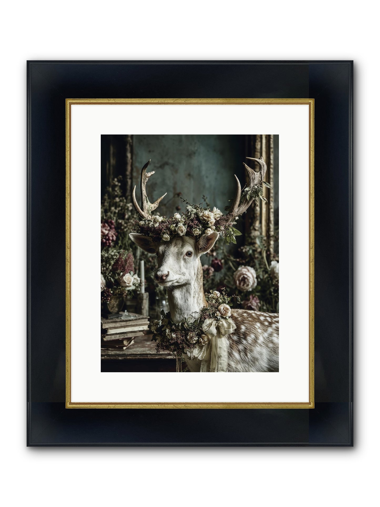 Maxence Framed Print - Wide Black w/Gold 12x16