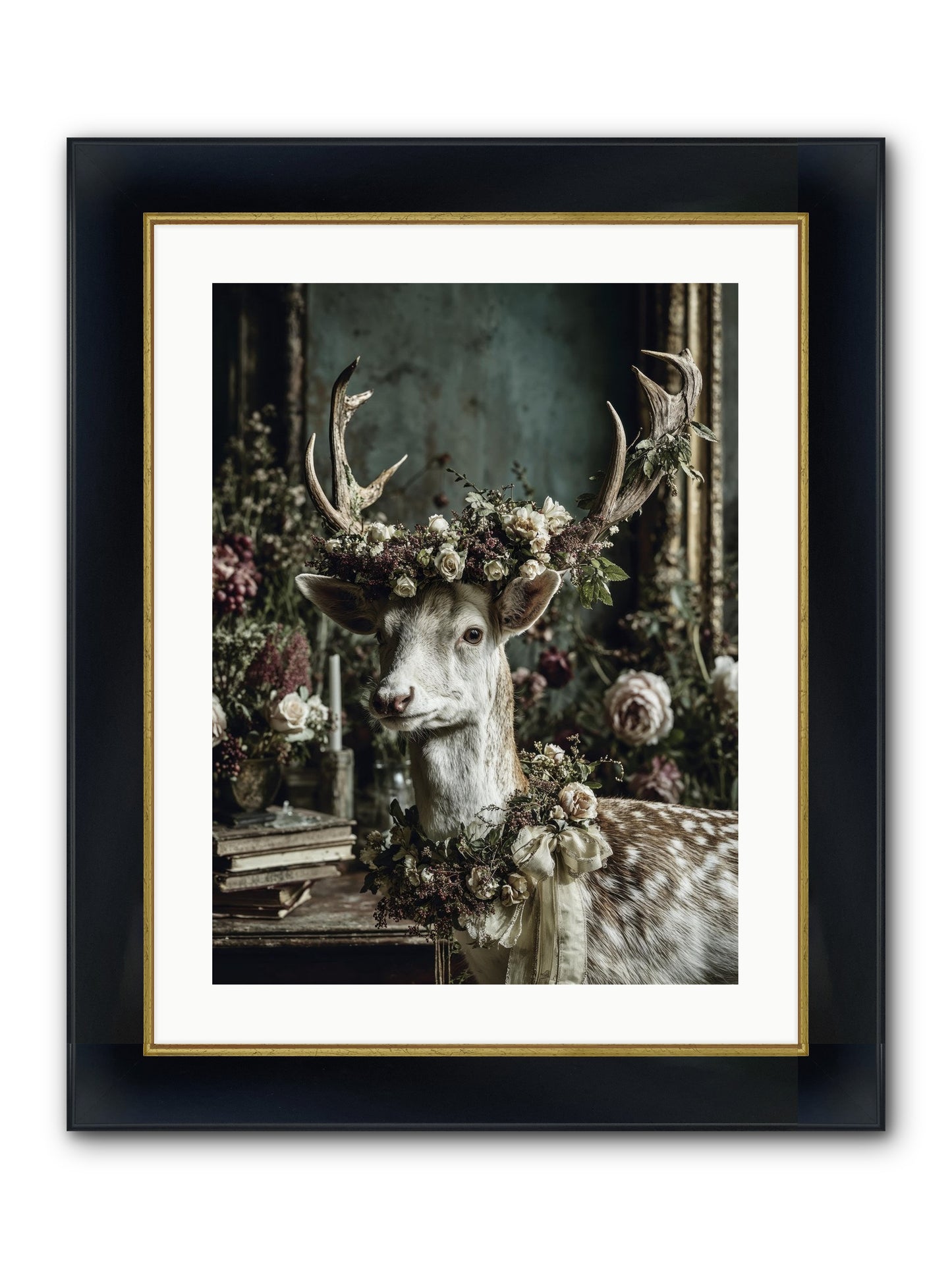 Maxence Framed Print - Wide Black w/Gold 18x24