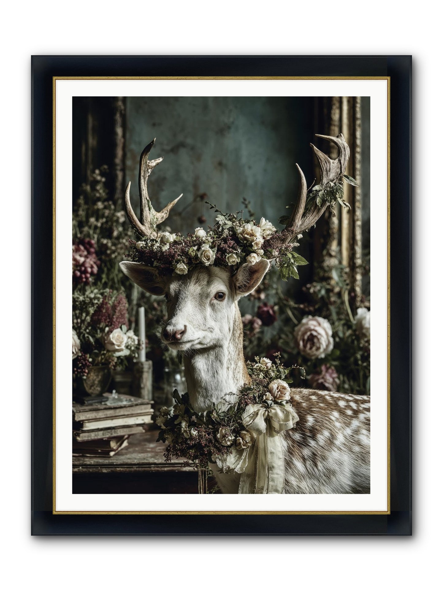 Maxence Framed Print - Wide Black w/Gold 36x48