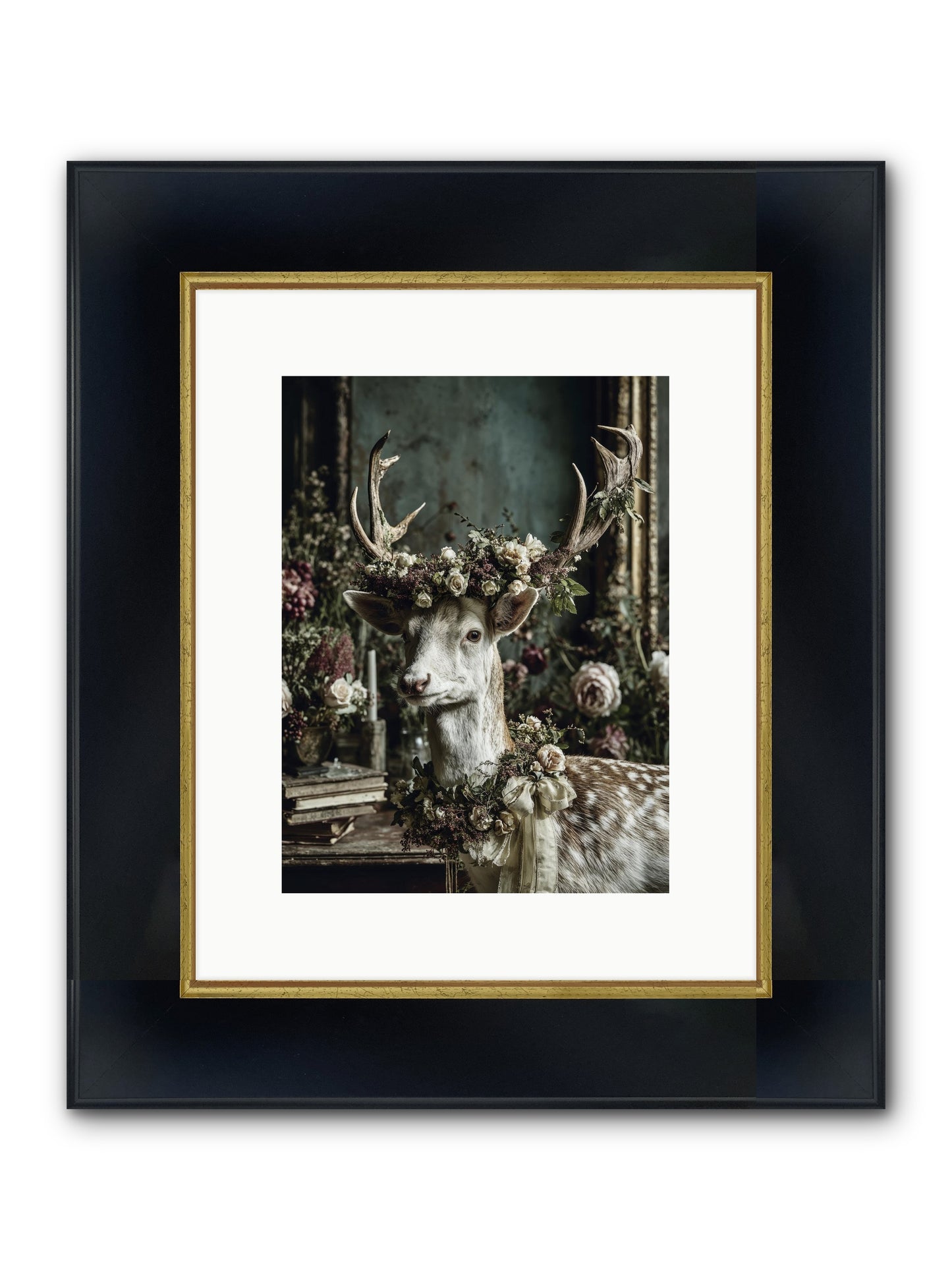 Maxence Framed Print - Wide Black w/Gold 9x12