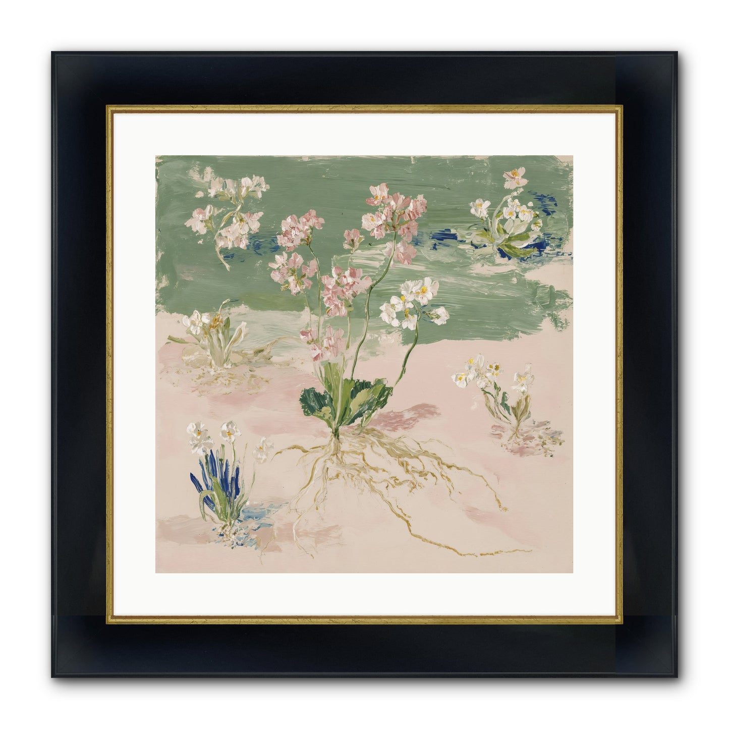 Maybe This Spring Framed Print - Wide Black w/Gold 20x20