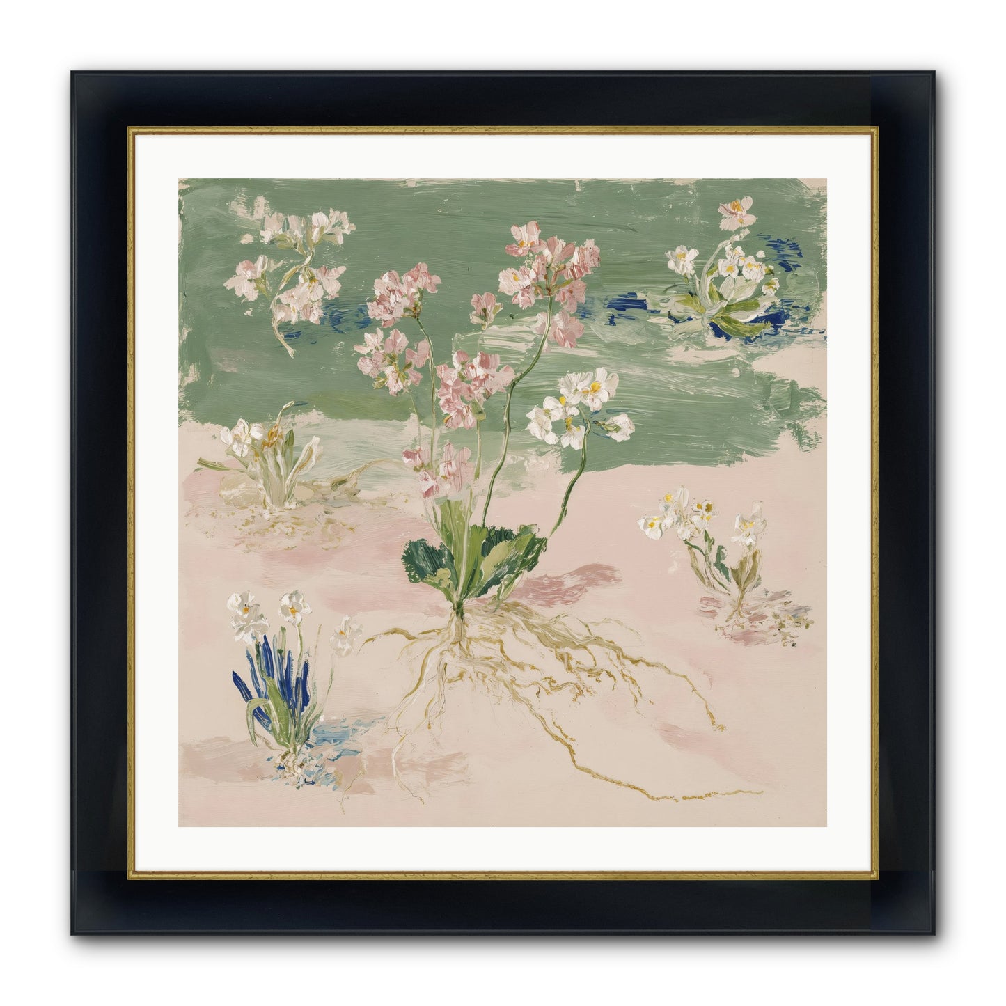 Maybe This Spring Framed Print - Wide Black w/Gold 30x30