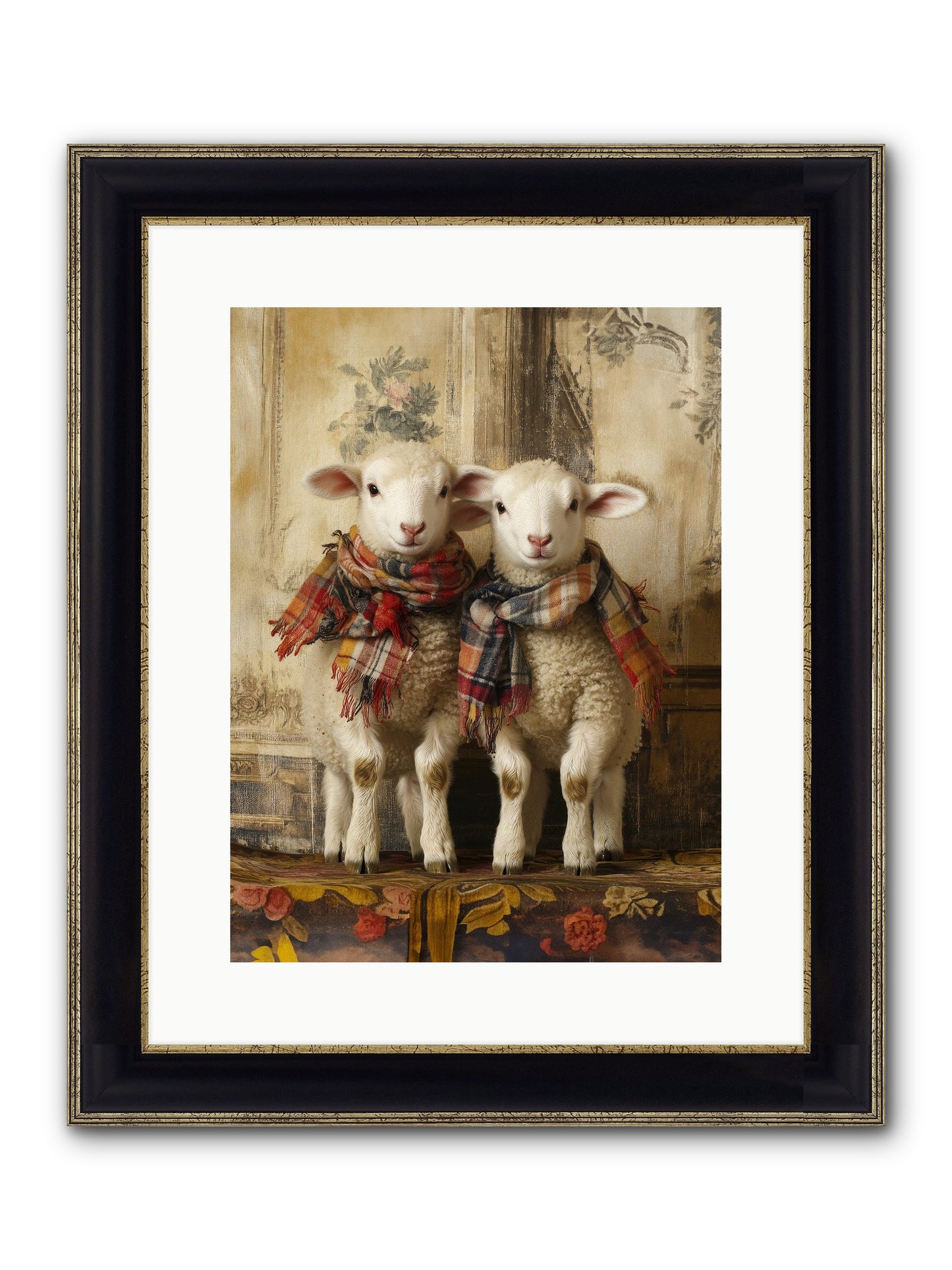 Meadow Babes Framed Print - Black & Gold 12x16