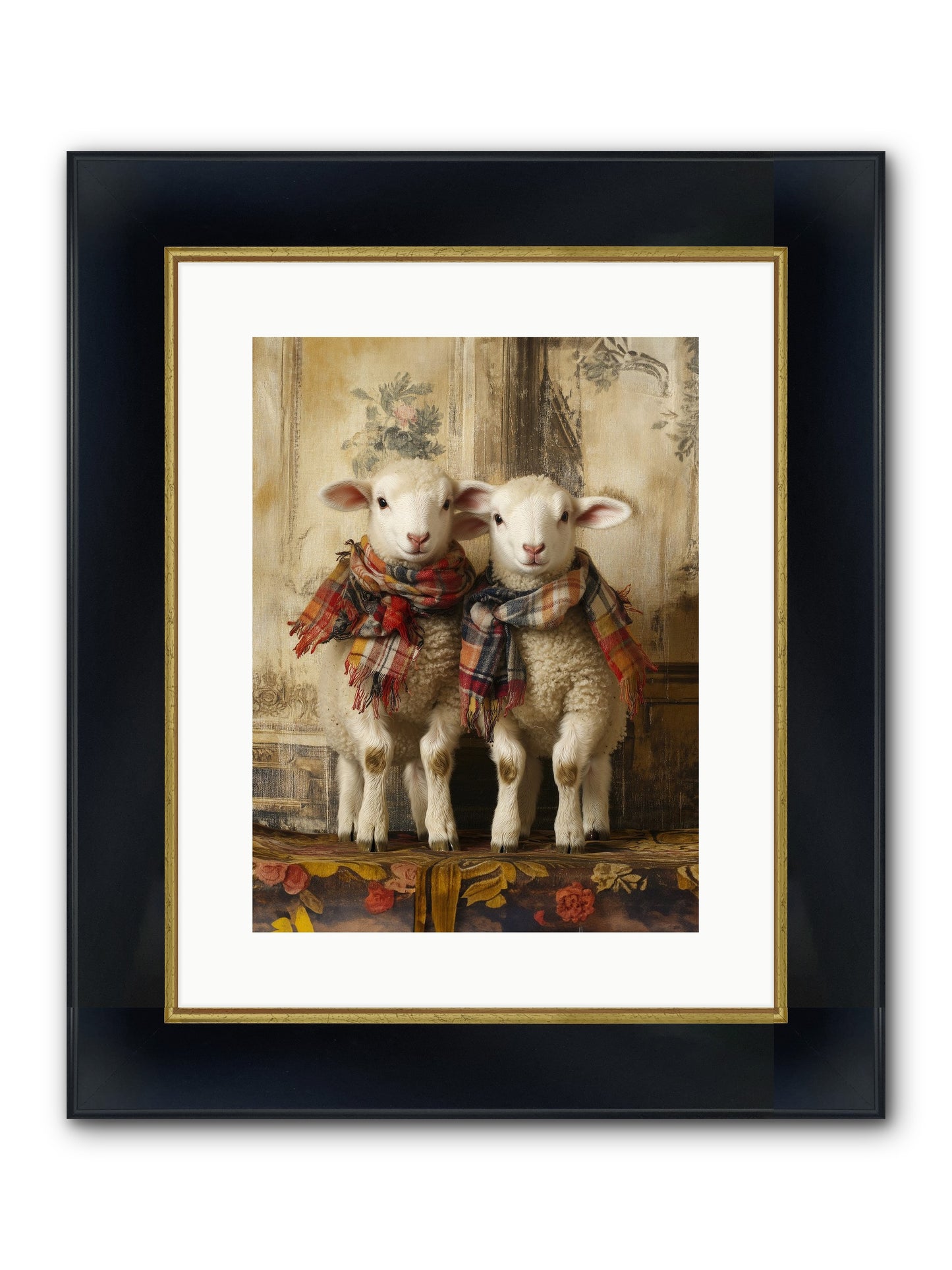 Meadow Babes Framed Print - Wide Black w/Gold 12x16